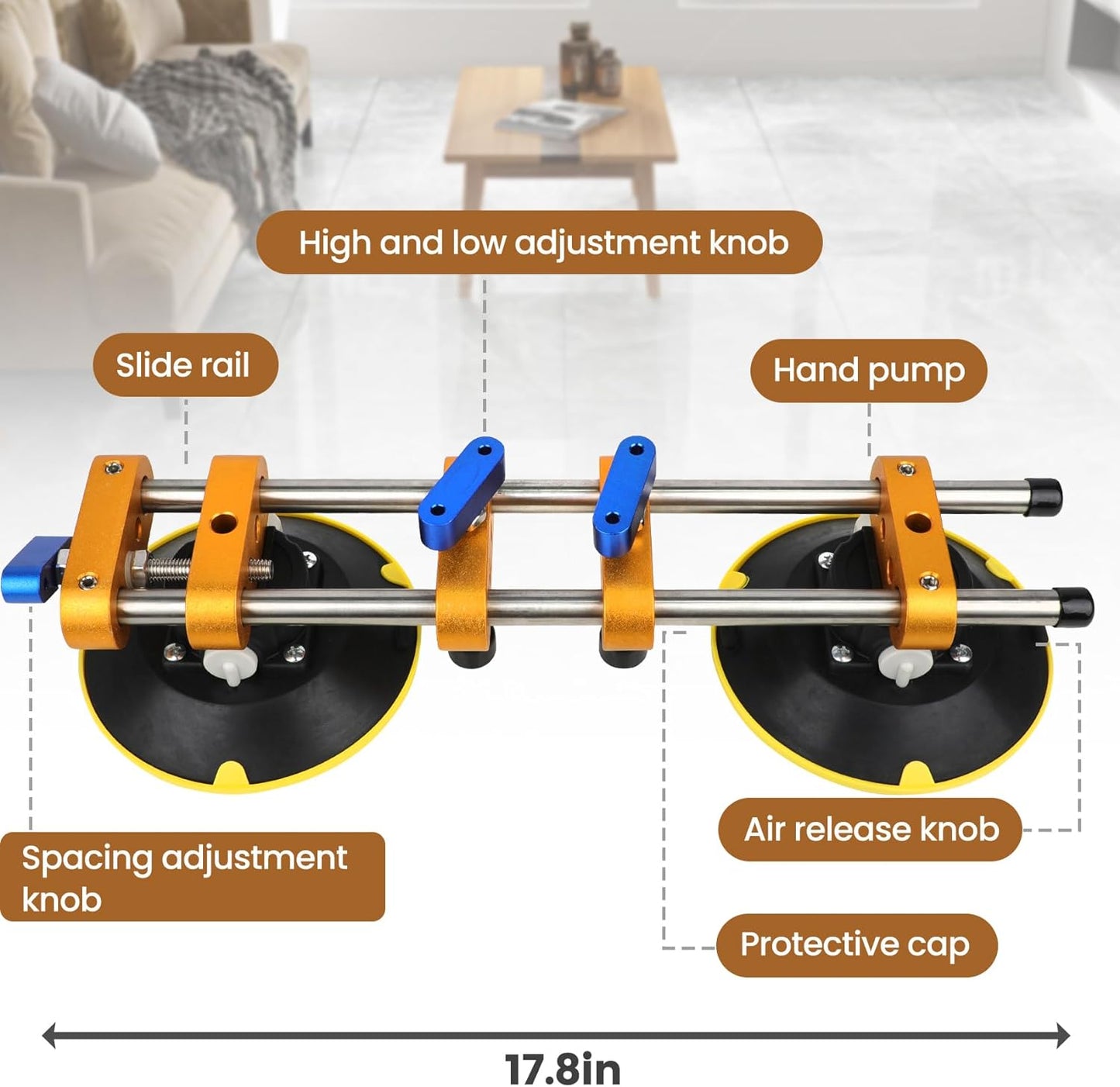 2 Pack Seamless Seam Setter with 6 inch Vacuum Suction Cups, Granite Seam Setter for Countertop Joining & Leveling, Seam Joiner for Stone,