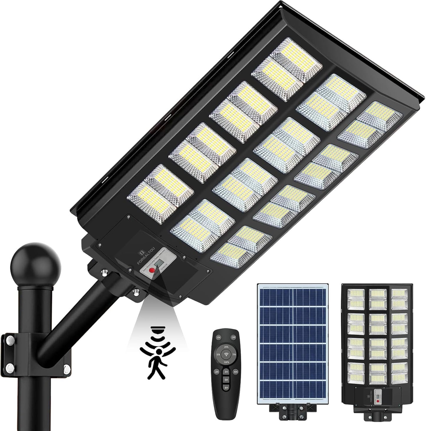 1600W Solar Street Lights Outdoor 8000K LED Solar Security Flood Lights Motion Sensor, 200000LM Dusk to Dawn IP67 Waterproof Solar Powered Outdoor