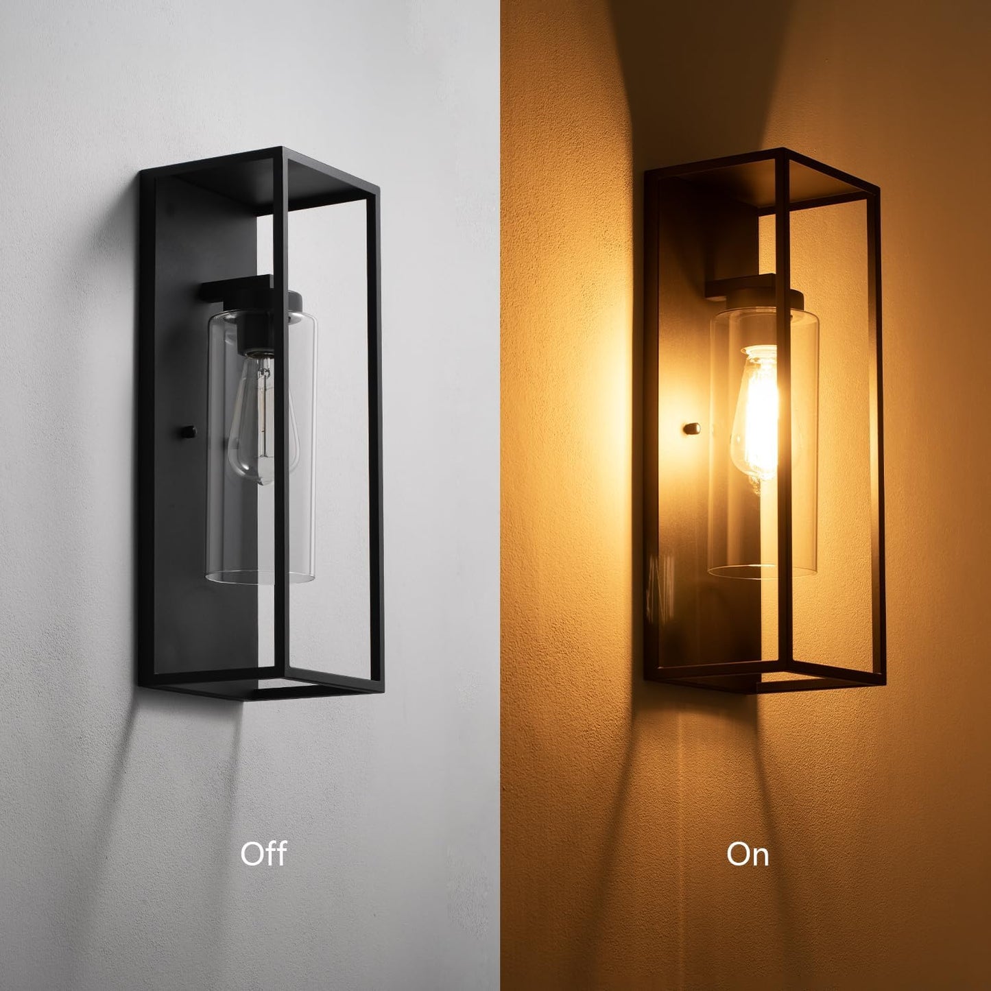 18' Dusk to Dawn Outdoor Wall Sconce 2-Pack Matte Black Rectangular