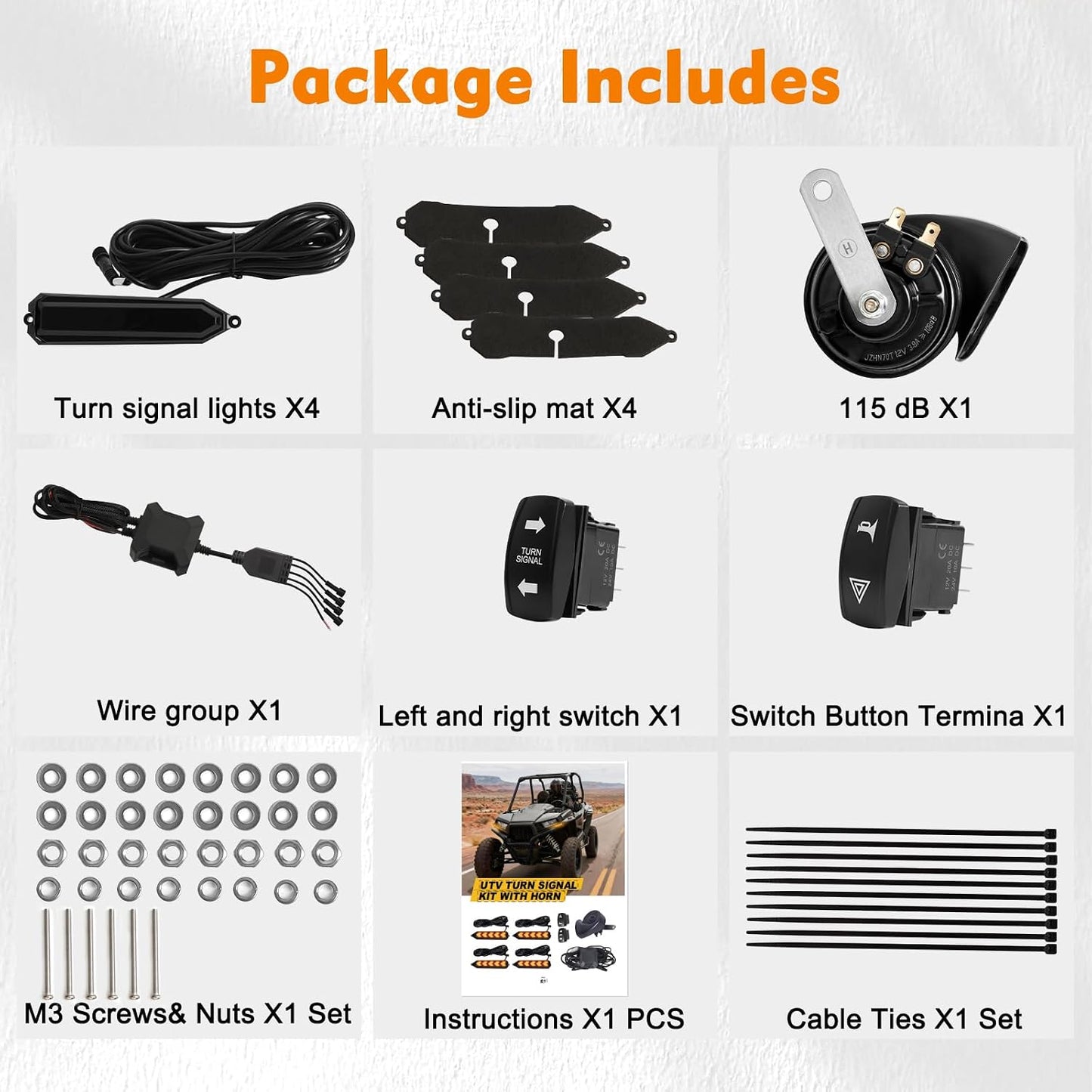 UTV Arrow Design Turn Signal Kit with Horn, Plug and Play, Rocker Switch