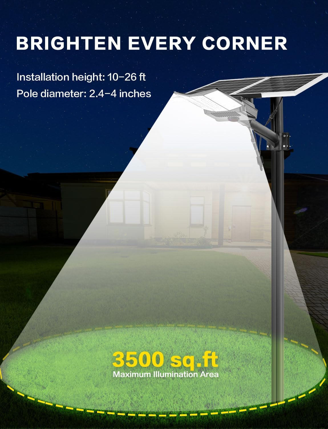 Solar Street Lights Outdoor, 5000W 48000LM Commercial Solar Parking Lot Lights with Remote Control, LED Street Light Solar Powered, Waterproof, Dusk