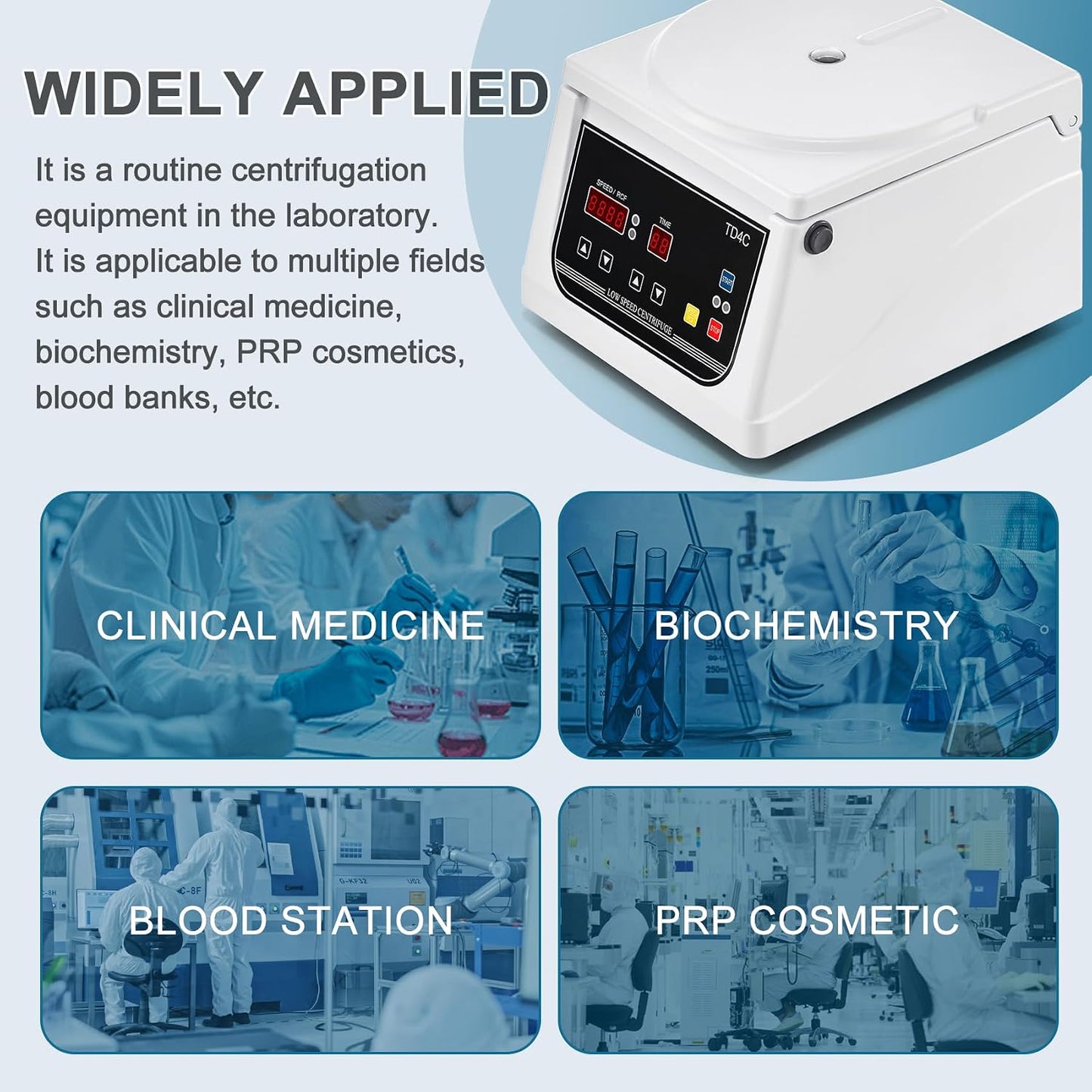 PRP Benchtop Lab Centrifuge Machine, 100-4000 RPM, 8 x 15 mL, 1-99 Min