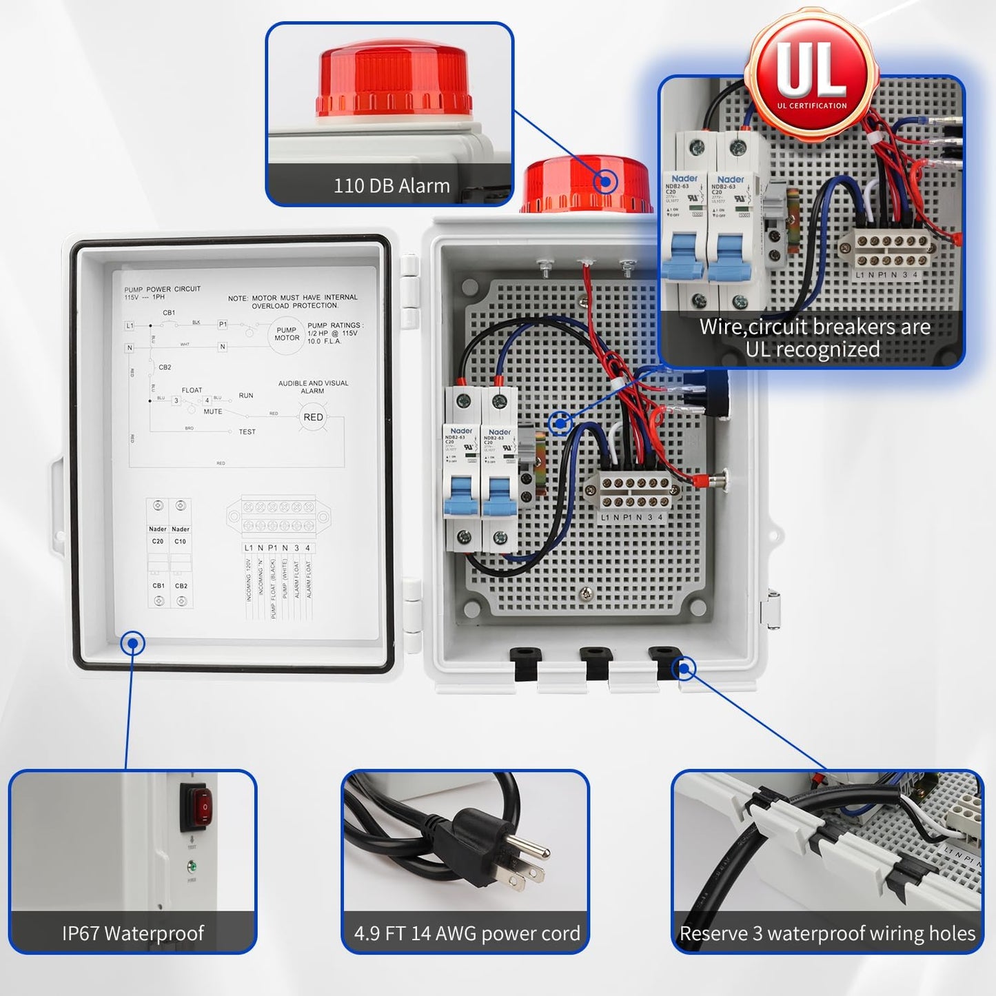 Septic Control Panel with Septic Alarm