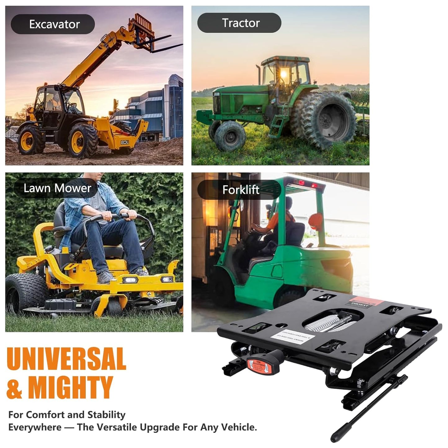 Universal Low Profile Seat Suspension Kit for Zero Turn Lawn Mower Tractor Forklift,Compatible Most Aftermarket Seats(1 Year Warranty)