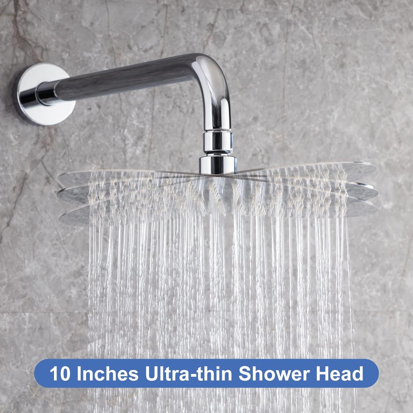 RUGUS Shower Faucet SetBathroom Rainfall Wall Mounted Shower System with Stainless Steel Metal 10 Inch Round Rain Showerhead with Rough-in