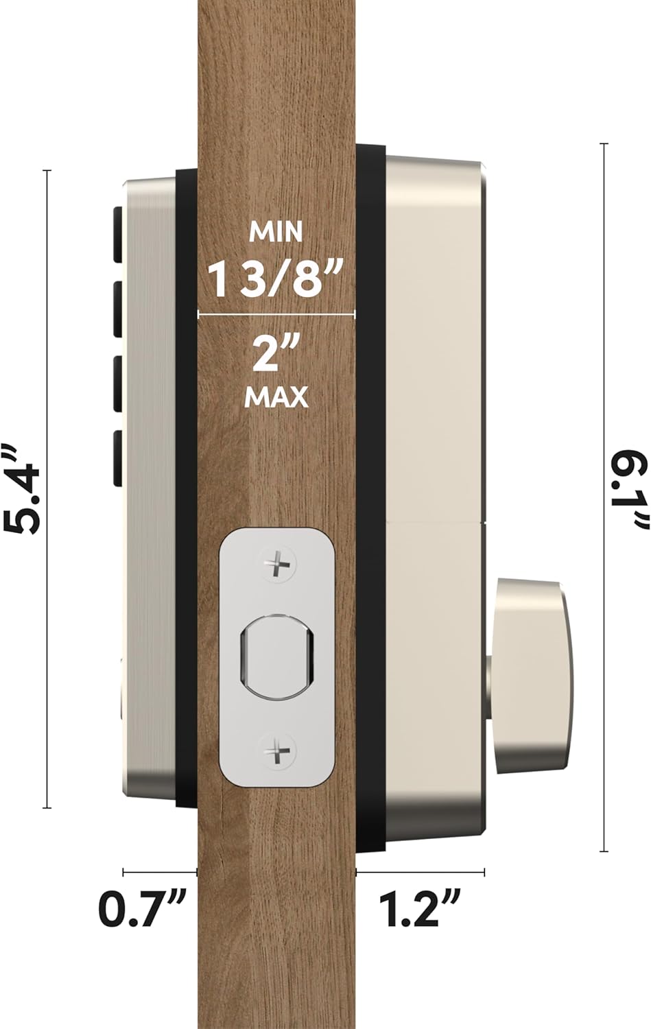 Deadbolt Go Smart Lock (Satin Nickel) w/Fingerprint, Digital Keys, Remote PIN Codes, Apple Watch & Alexa w/WiFi Bridge (sold separately) - ANSI/BHMA