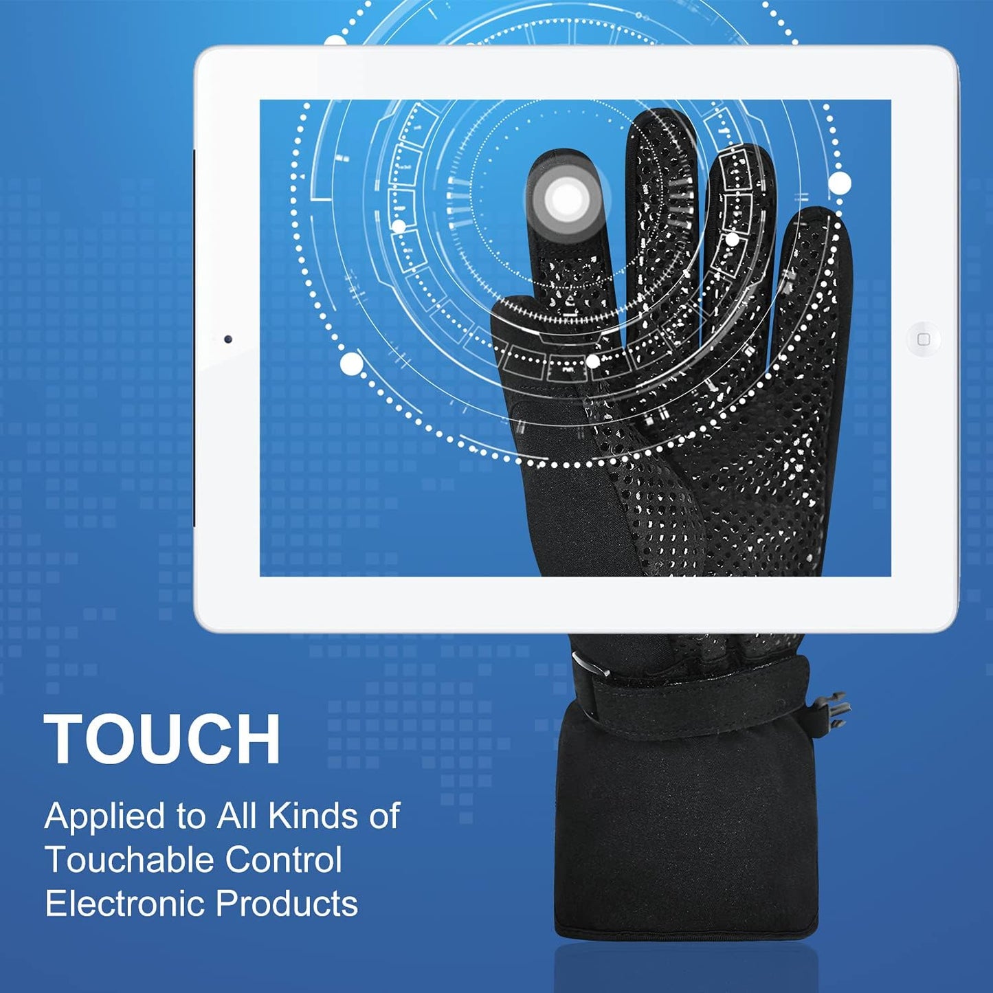 day wolf Electric Heated Gloves for Men Women, Rechargeable Waterproof Winter Hand Warmers with Touchscreen for Outdoor Activities(Small)