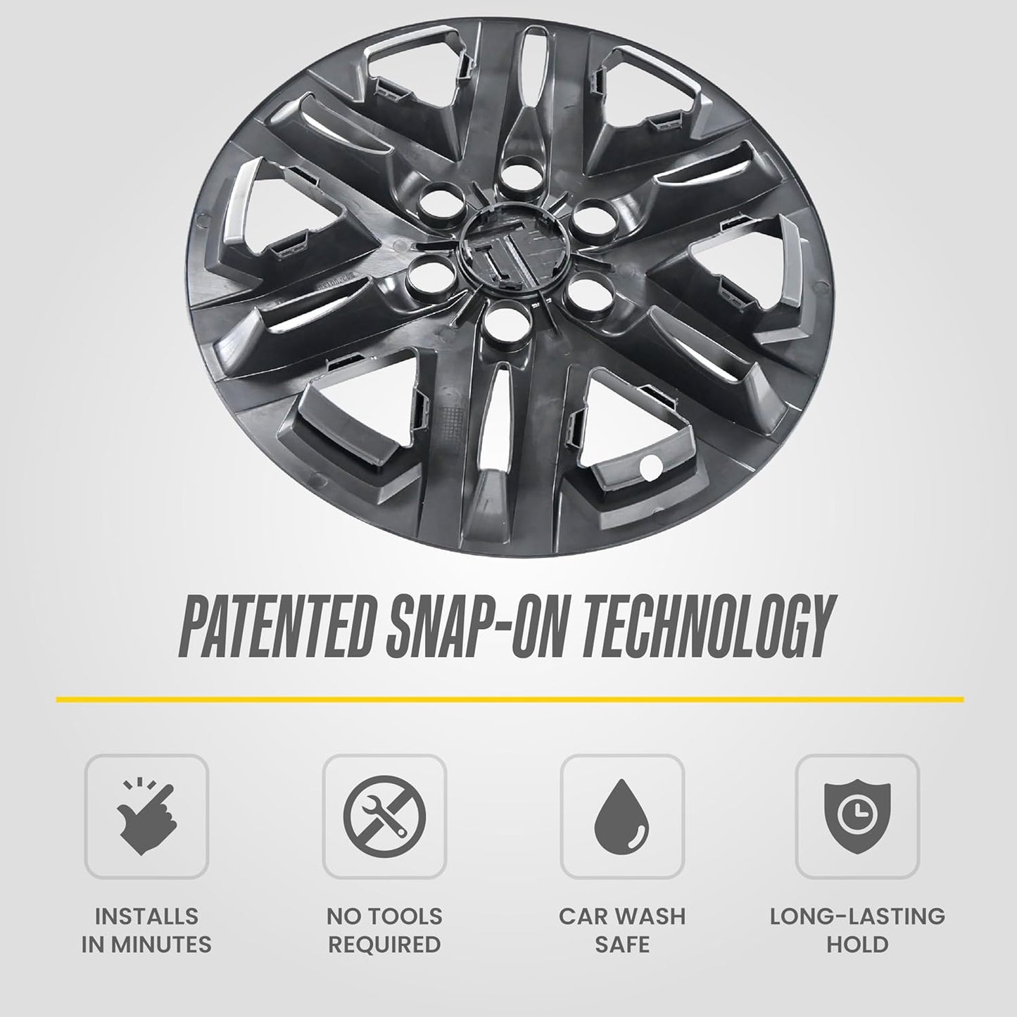 Trim Illusion Gloss Black Wheel Skins Fits Toyota Tundra – 8-Piece Snap-On Rim Covers for Alloy Wheels – Hubcap Overlay Simulator Set (Gloss Black)