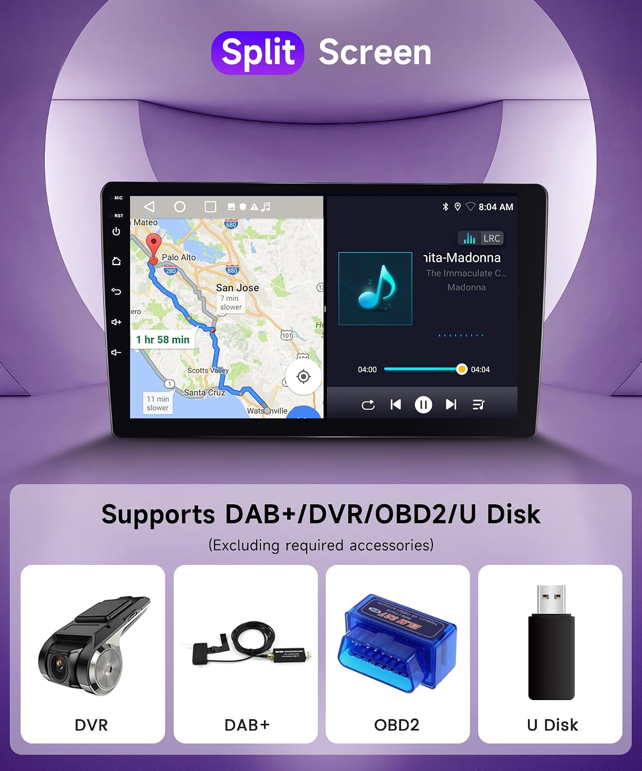 Rimoody 4G+64G Android 15 Car Stereo Radio for Toyota Tacoma 2005-2015, Wireless Carplay Andorid auto Mirror Link 9'' Screen GPS 5G-WiFi Bluetooth 5.0 FM/RDS EQ-32 SWC Backup Camera