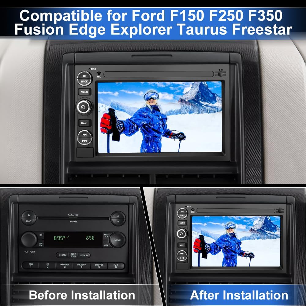 Android 13 Car Radio Compatible for Ford F150 F250 F350 Fusion Edge Explorer Taurus Freestar, Car Stereo Audio with Wireless CarPlay/Android Auto SWC GPS WiFi Bluetooth FM RDS DSP