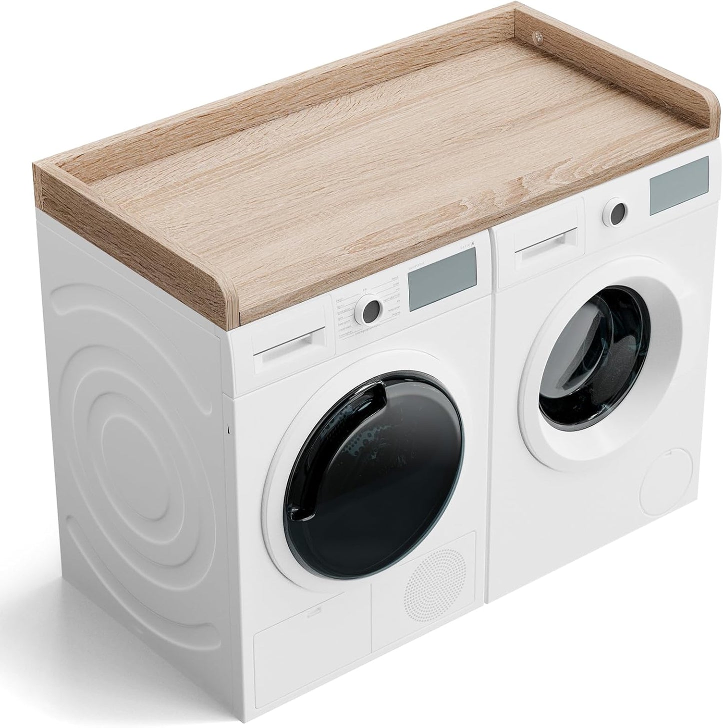 Washer Dryer Countertop 27.5&#34; W x 54&#34; L Laundry countertop for Storage and Organization with Edge Rails, Oak (O