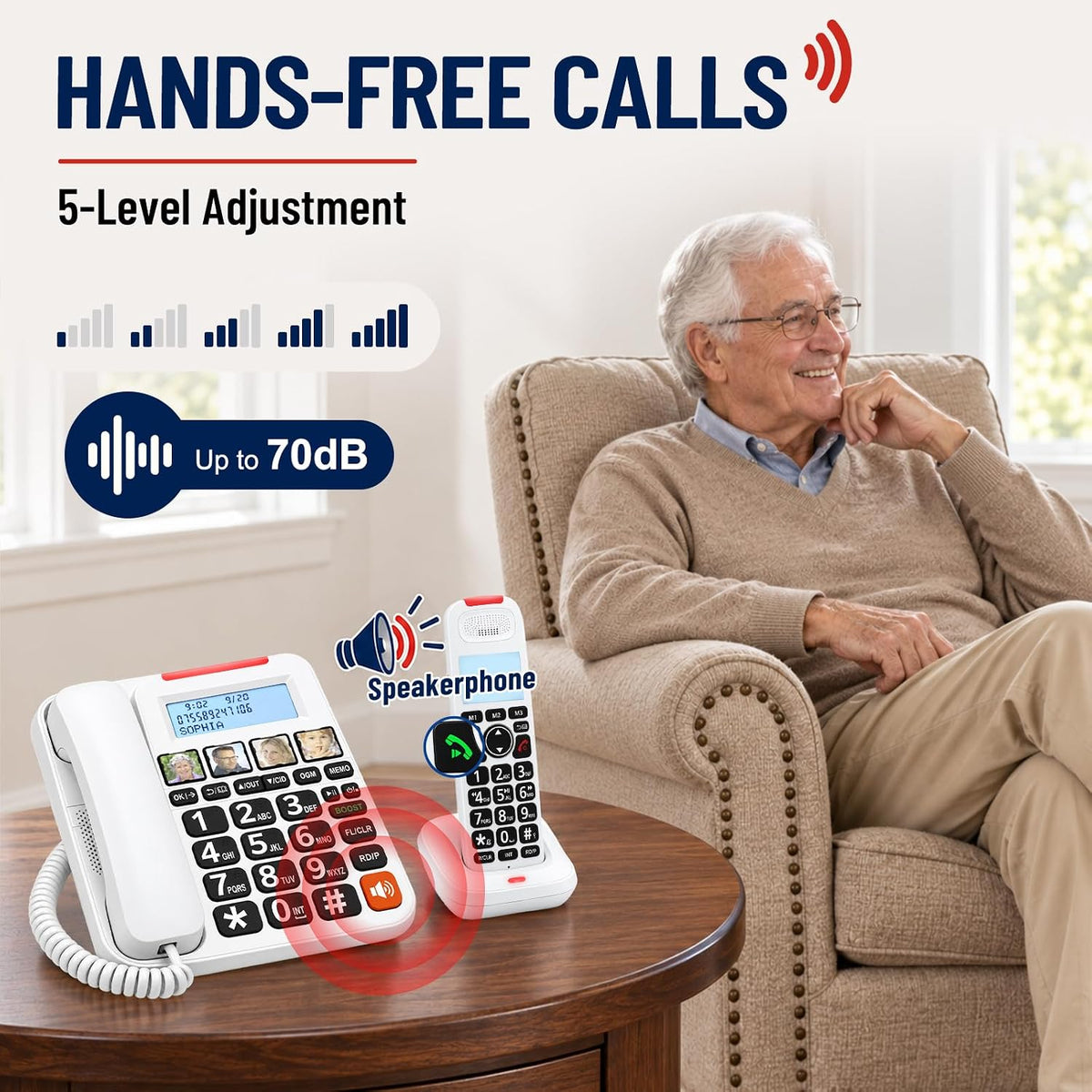 Uvital Corded/Cordless Phone with Answering Machine, Phones for Seniors