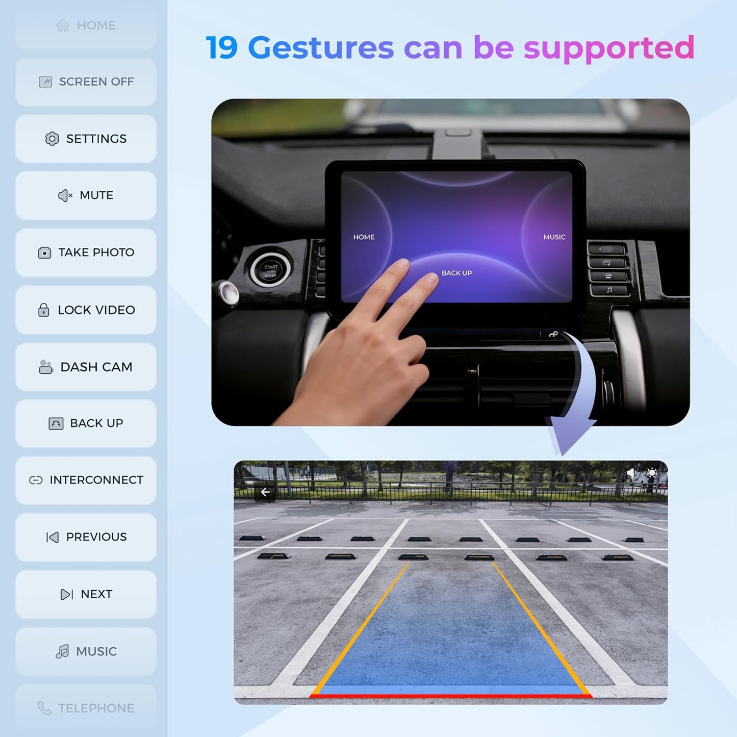 KALOS PAD WirelessCarplay Screen for Car, 9" Carplay & Android Auto Car Stereo, with 1080p Backup Camera, BOE LCD/Mirror Link/Gesture Control/POP Island