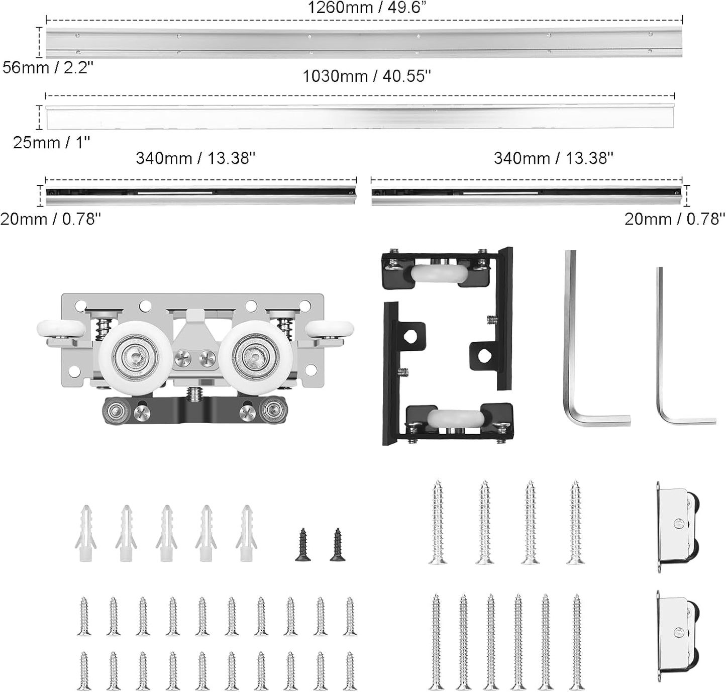 36-48' Heavy Duty Hidden Sliding Barn Door Hardware and Track, Floating Door System, Floating Wall Mount, Soft Close, Quiet and Smooth, Easy to