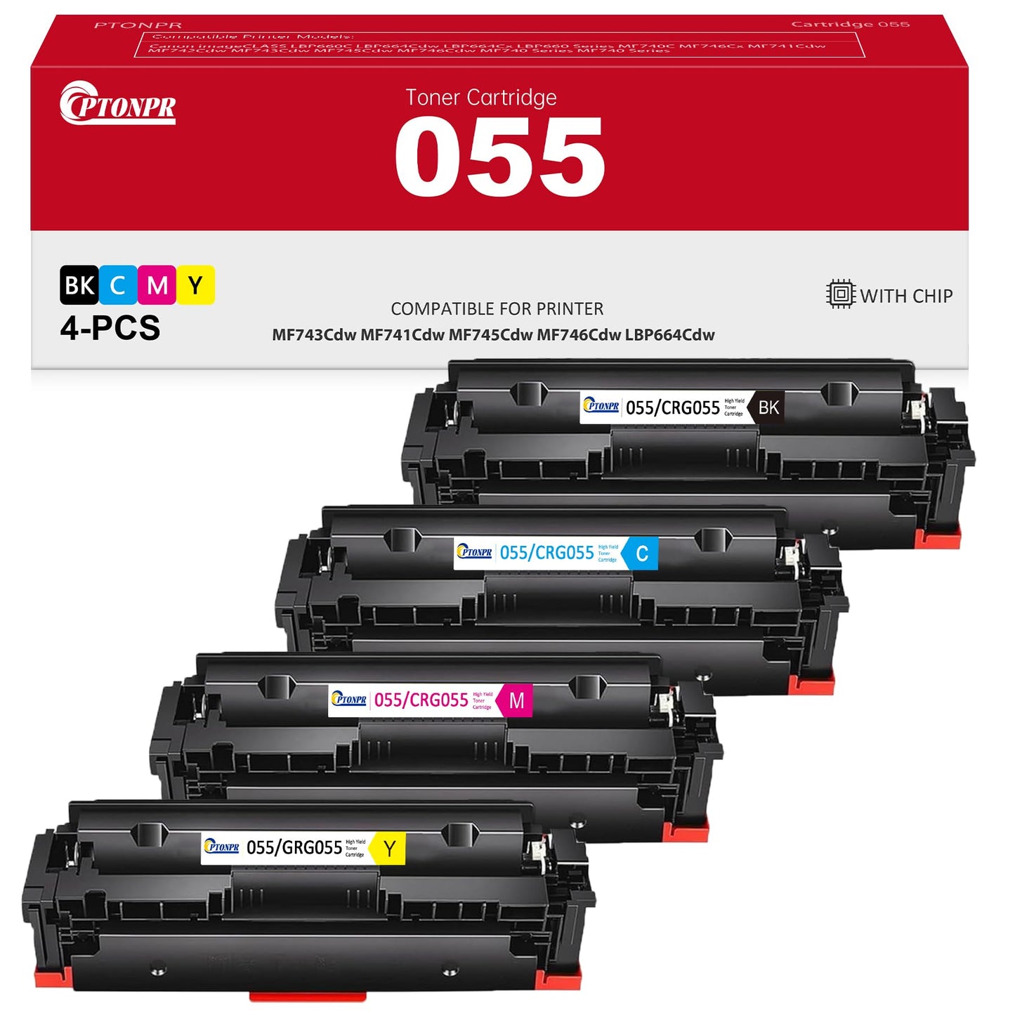 055 Toner Cartridge Set MF743Cdw MF741Cdw Replacement for Canon 055 Toner Cartridge Set CRG055 Color ImageCLASS MF743Cdw Color ImageCLASS MF741Cdw MF745Cdw MF746Cdw LBP664Cdw Printer-4 Pack