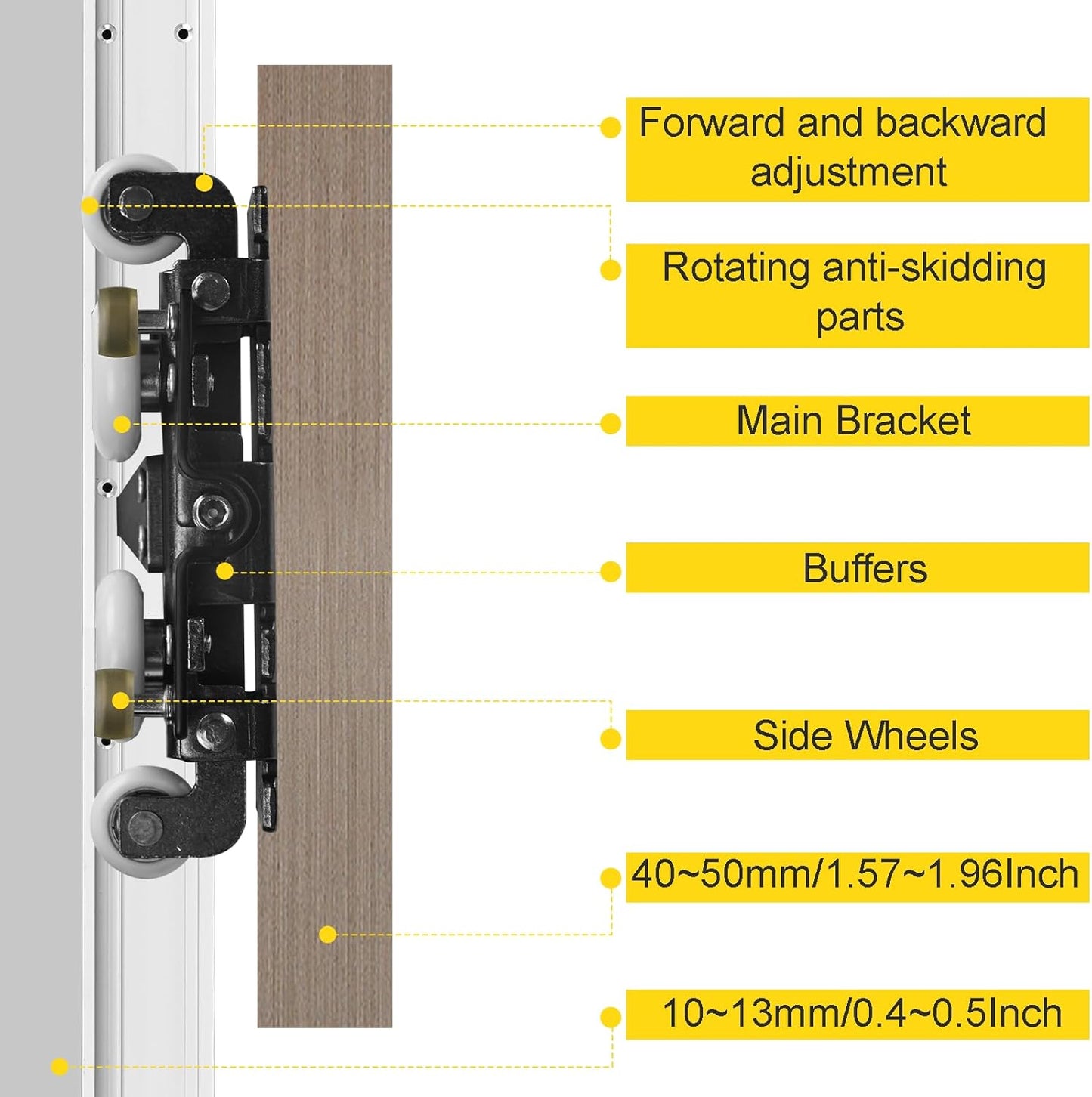 36-48' Heavy Duty Hidden Sliding Barn Door Hardware and Track, Floating Door System, Floating Wall Mount, Soft Close, Quiet and Smooth, Easy to