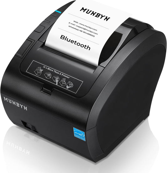 MUNBYN Bluetooth Thermal Receipt Printer P047, 80mm POS Printer, Thermal Printer with USB Serial Ethernet, Bluetooth, Sup