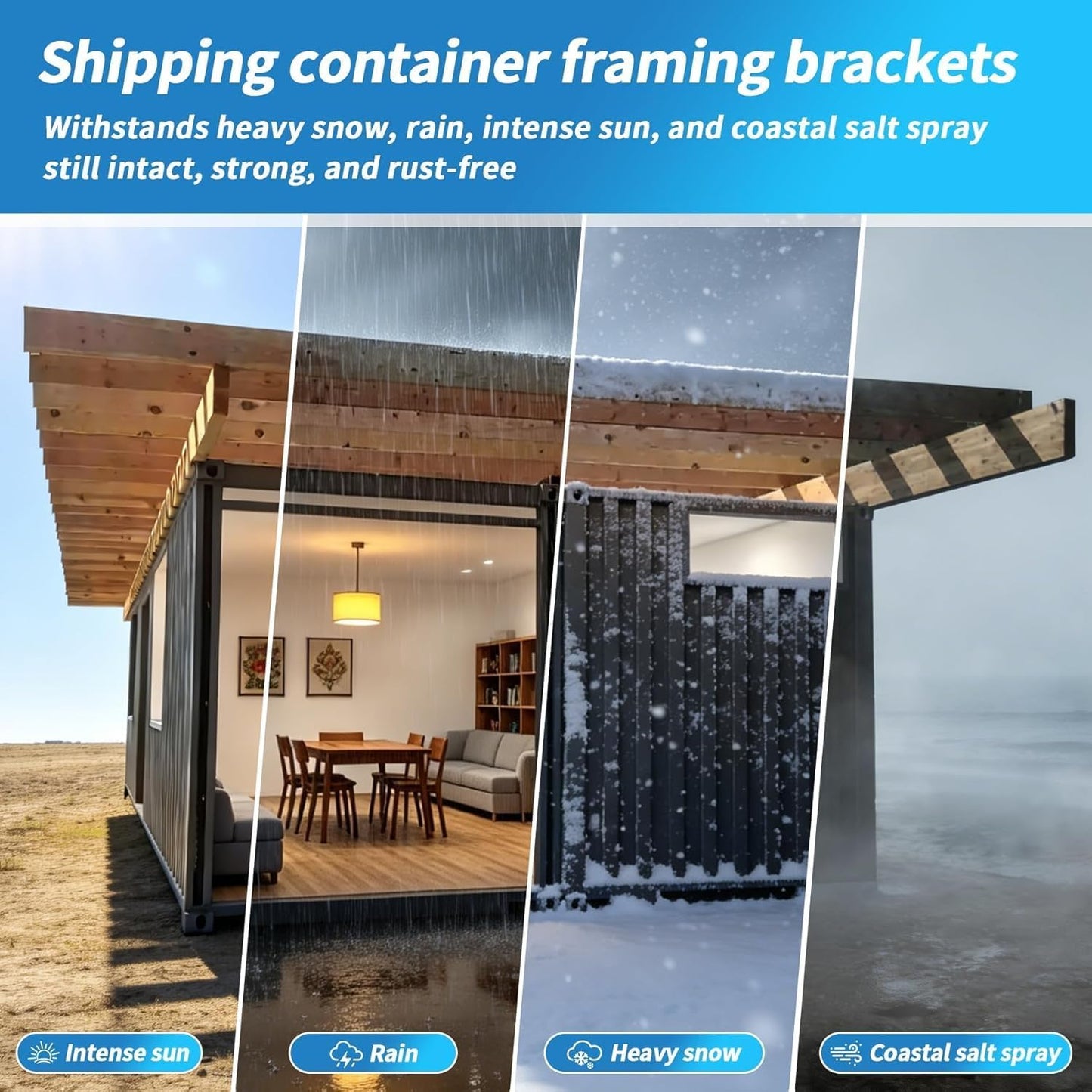 22PCS Container Exterior Truss Brackets for 20FT Shipping Containers, Fits 2x4/2x6 Lumber, DIY Wood Truss Brackets for Container Homes & Outdoor Bars, Build Your Ideal Container Home