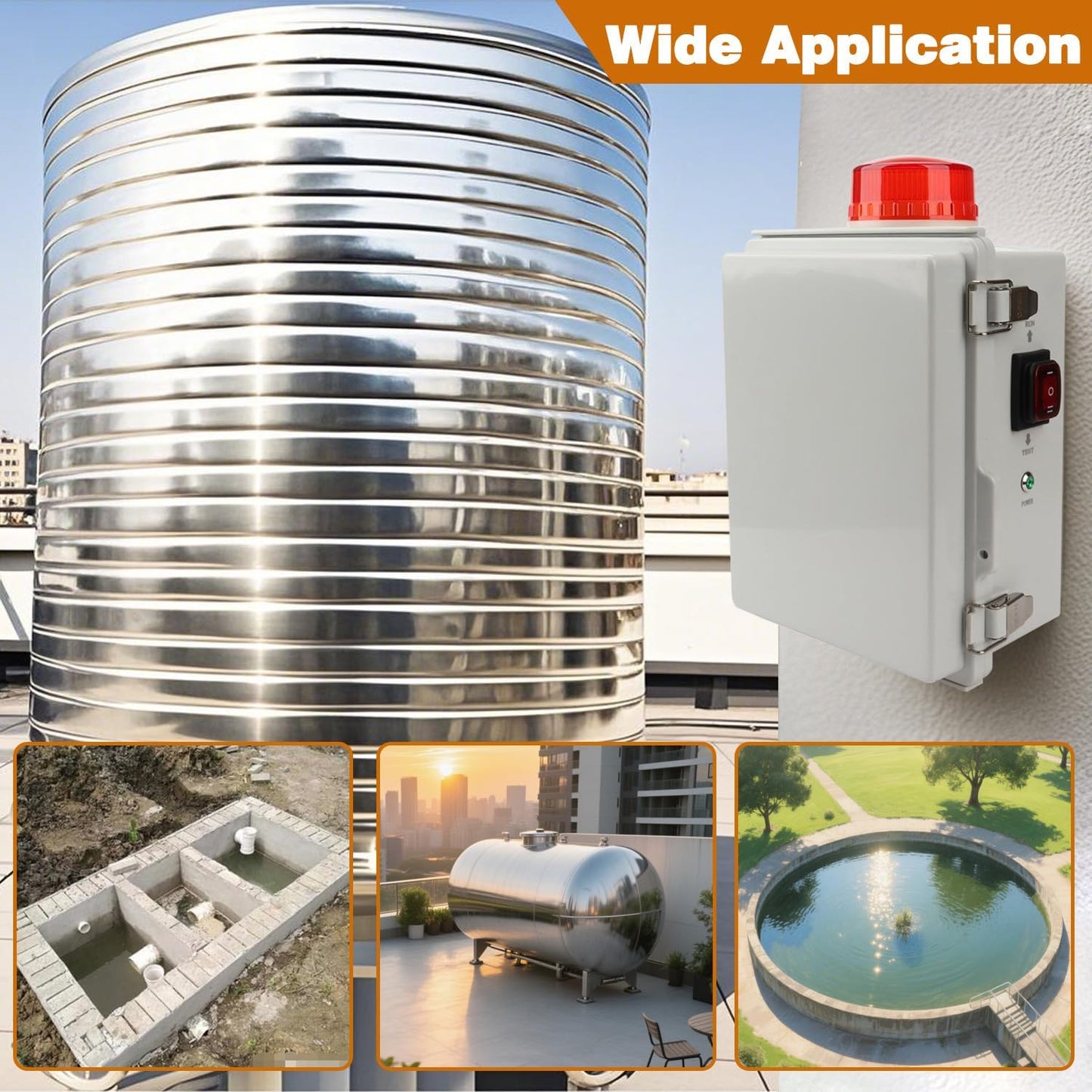 Upgraded Septic Control Panel with Septic Alarm, Pump Circuit Breaker, 14 AWG Power Cord, Float Switch, High Water Septic Tank Alarm with Flashing Lights, 110 DB Audible for Efficient Warning