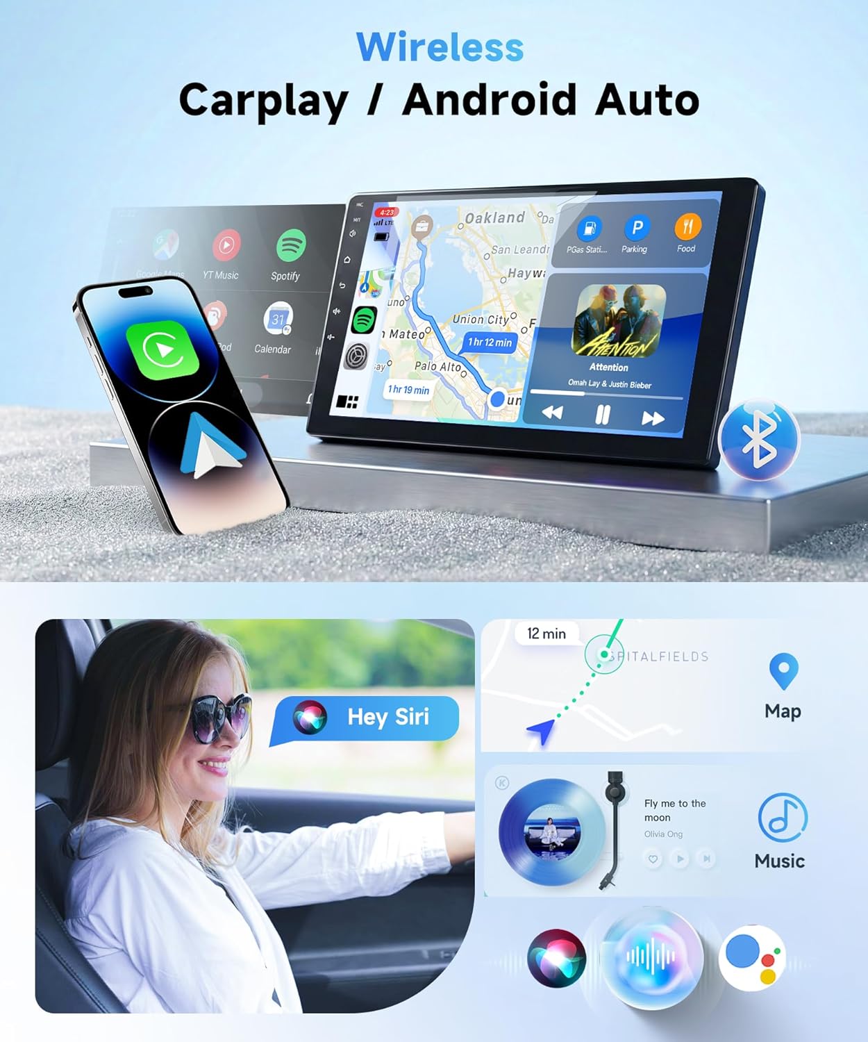4G+64G Car Radio Stereo for Honda Civic 2006-2011 10.1inch IPS Touch Screen/Android 15/Wireless CarPlay/Android Auto/DSP 32 EQ/GPS Navigation/WiFi/5.0Bluetooth/FM/RDS/SWC/AHD Backup Camera