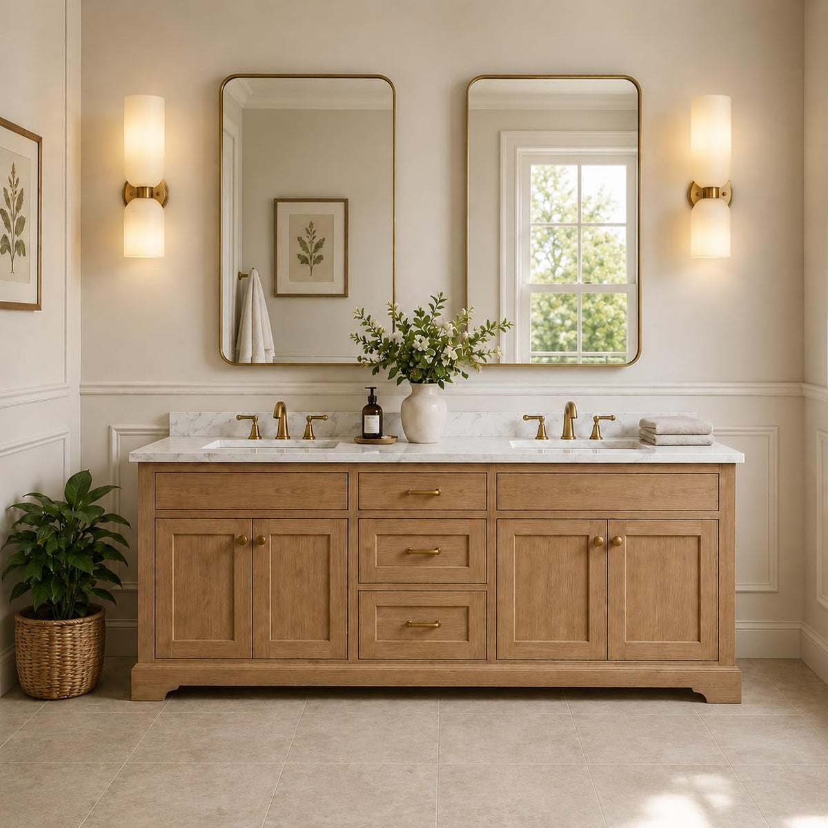Gold Wall Sconces Set of 2 - Milk Glass Champagne Bronze Light Fixtures