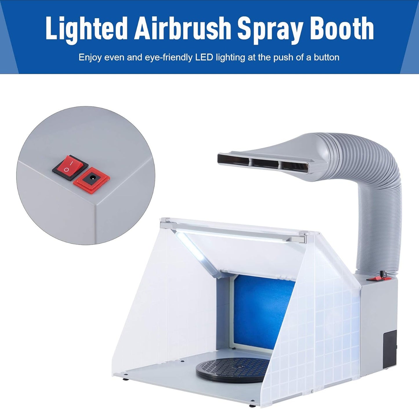 CO-Z Airbrush Spray Booth with 3 LED Lights, Portable Paint Spray Booth for Airbrushing, Turntable and Extension Hose with 141 CF