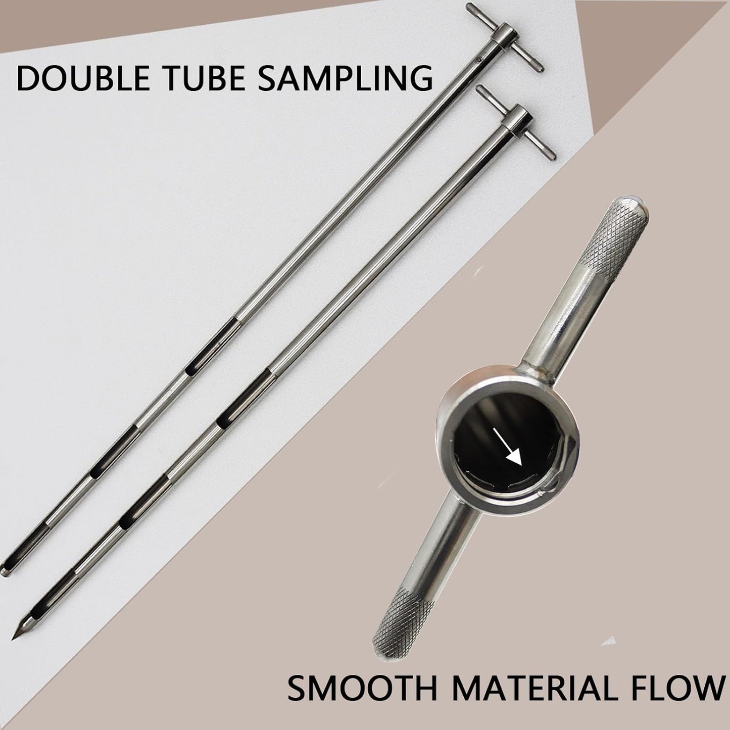 INTBUYING 39.5inch Double Rotary Grain Powder Sampler Three Zone Grain Probe Sampler 304 Stainless Steel Sampling Tool for Powder Particles Feed foodstuff