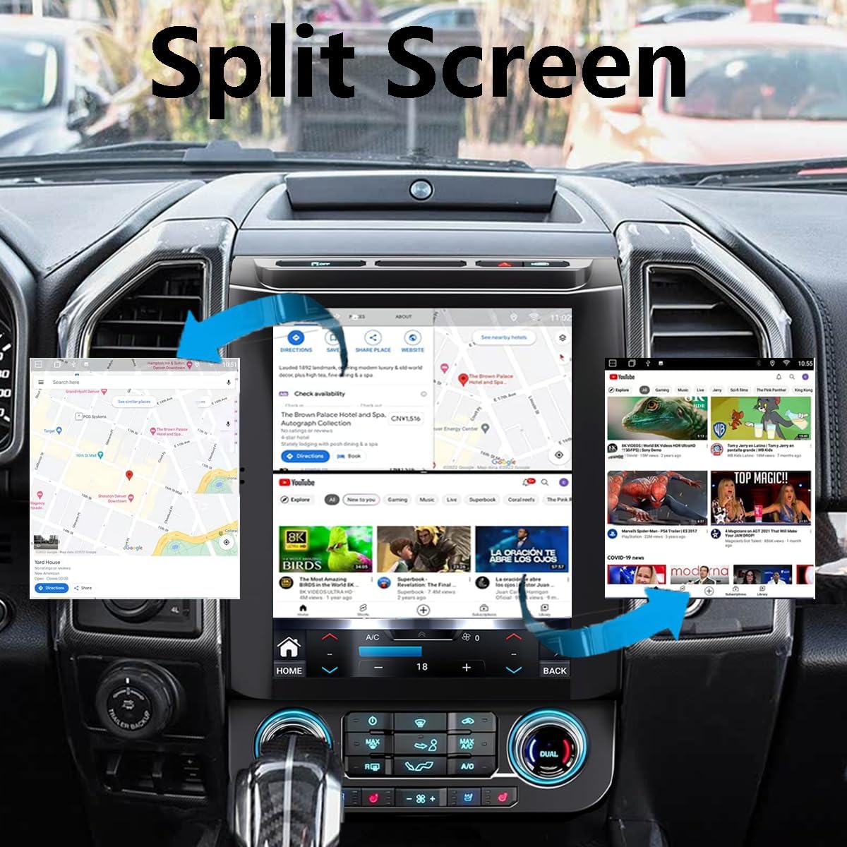 Upgrade Car Radio for Ford F150 2015-2021 Car Radio Android 14 Stereo Replacement 12.1 inch Touch Screen 8core CPU Tesla Vertical Screen Style with Wireless Carplay & Android Auto, DSP, 5G,WiFi 15-21 4GB+32GB