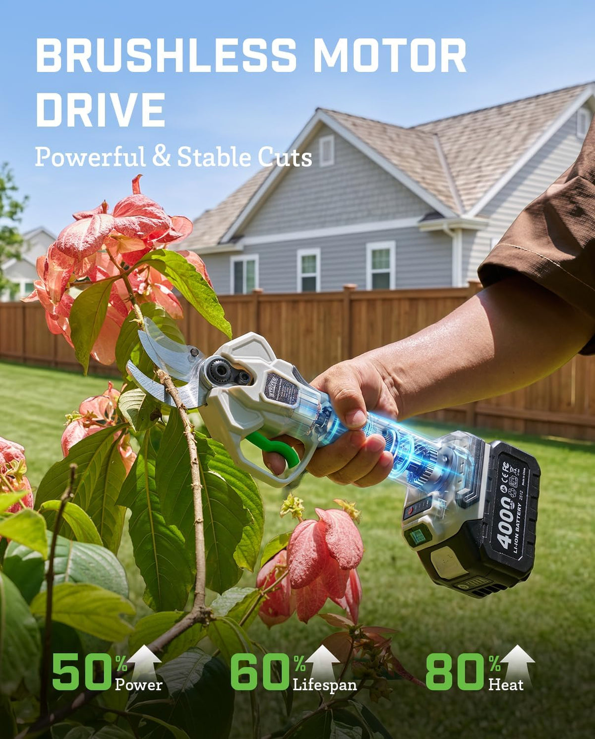 STRIVER Electric Pruning Shears Cordless, 1.8" Cutting Diameter