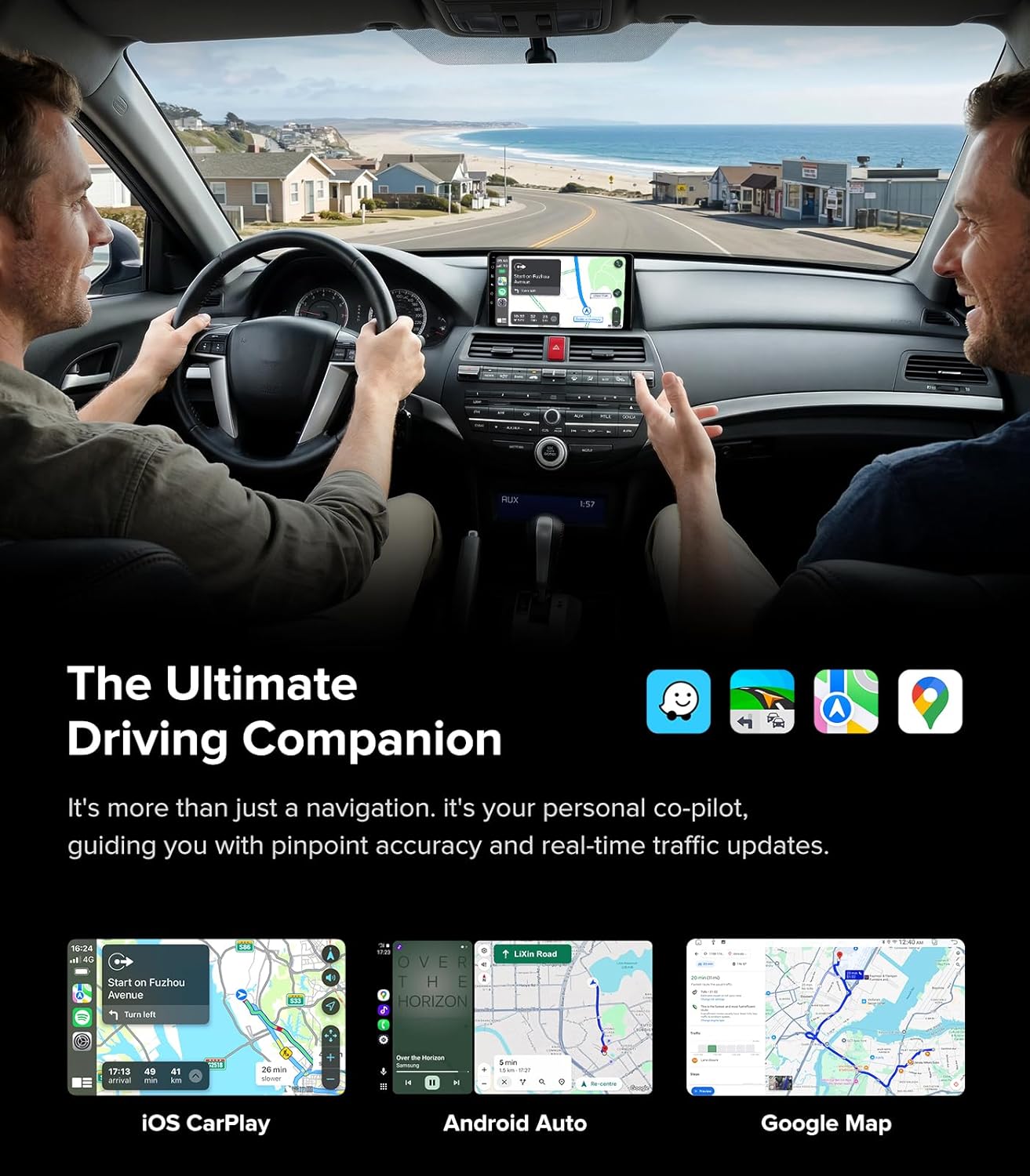 QLED Linux Car Stereo for Honda Accord 2008-2013 (8th Gen) - Fast Boot Wireless CarPlay & Android Auto Radio, AHD 1080P Backup Camera, Bluetooth, SWC, AM/FM, Dash Kit Replacement