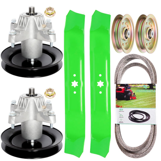42 Inch Mower Deck Rebuild Kit - Fits Cub Cadet Troy Bilt White Outdoor 42 inch LT1042 Pony LT-542H, 2 Spindles (918-04456) 2 Blades (742-0616) 2 Idlers (756-04129) 1 Belt (754-04060)