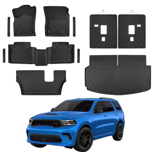 Floor Mats For Dodge Durango 2016-2026 (7 Seat), 11 Pcs TPE Custom Car Mat All Weather Floor Mats & Cargo Liner for Dodge Durango 2016 2017 2018 2019 2020 2021 2022 2023 2024 2025 2026