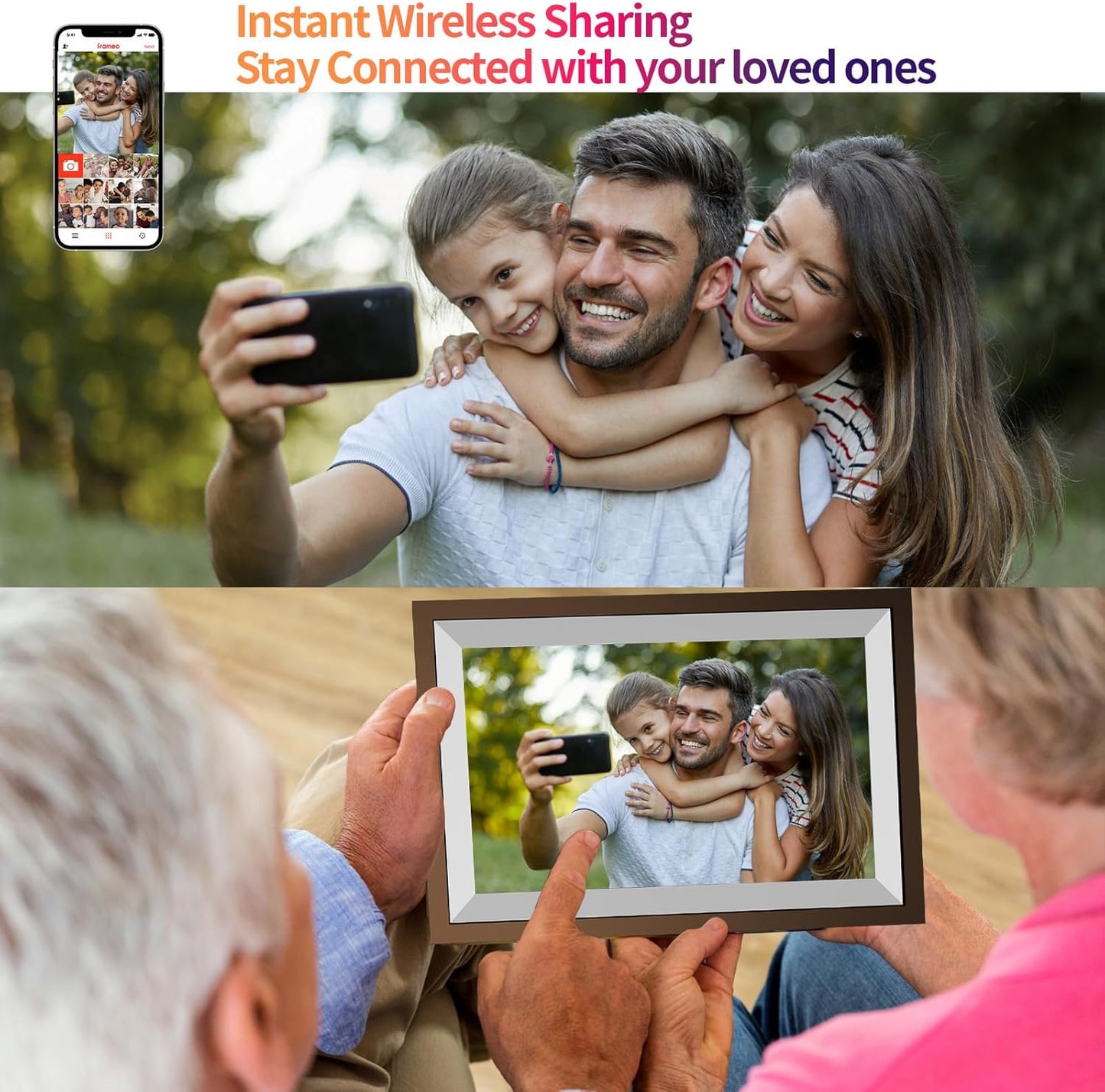 10.1 inch WiFi Digital Picture Frame, 32GB Smart Digital Photo Frame with WiFi Share Photo Video via Frameo App (10.1' Brown)