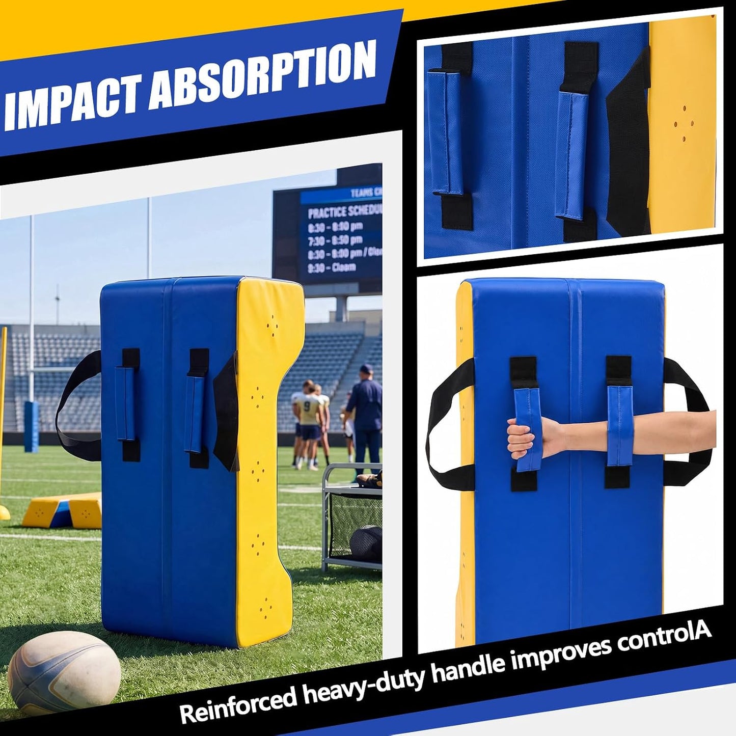 Tinideya Wedge Football Blocking Pad with Handles Denser Softer Foam Sport Tackle Shield Portable Rugby and Football Training Equipment for Blocking, Bumping and Contact Drills, 32 x 16 x 9 in