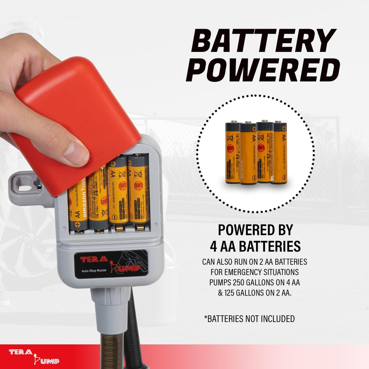 TERA PUMP Portable Gas & Diesel Transfer Pump with Auto Shut-Off