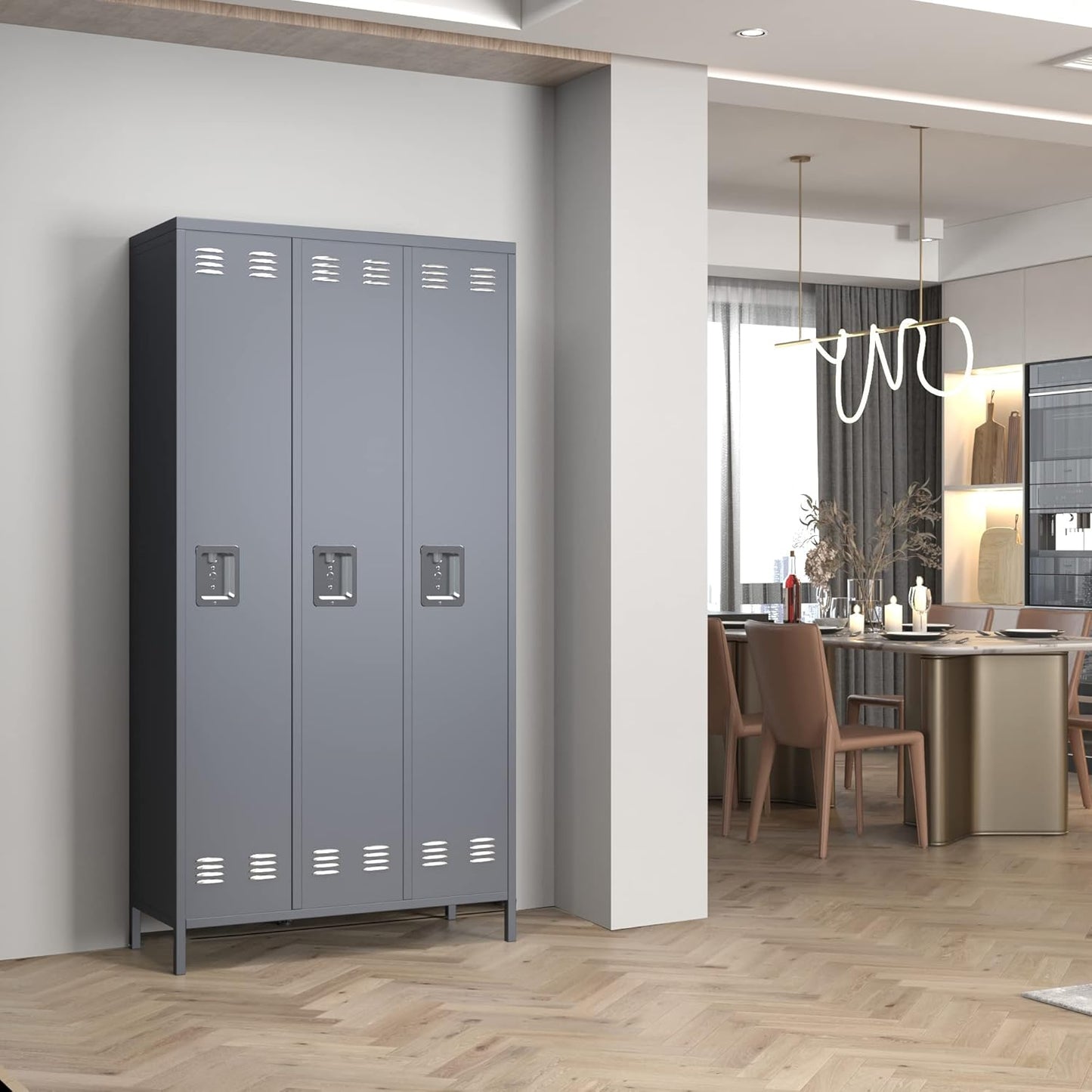 SUXXAN Metal Lockers for Employee, 72&#34; Tall Employee Locker with 3 Doors, Lockers for Storage in Gyms, Homes, Garages, and Offices with Hooks