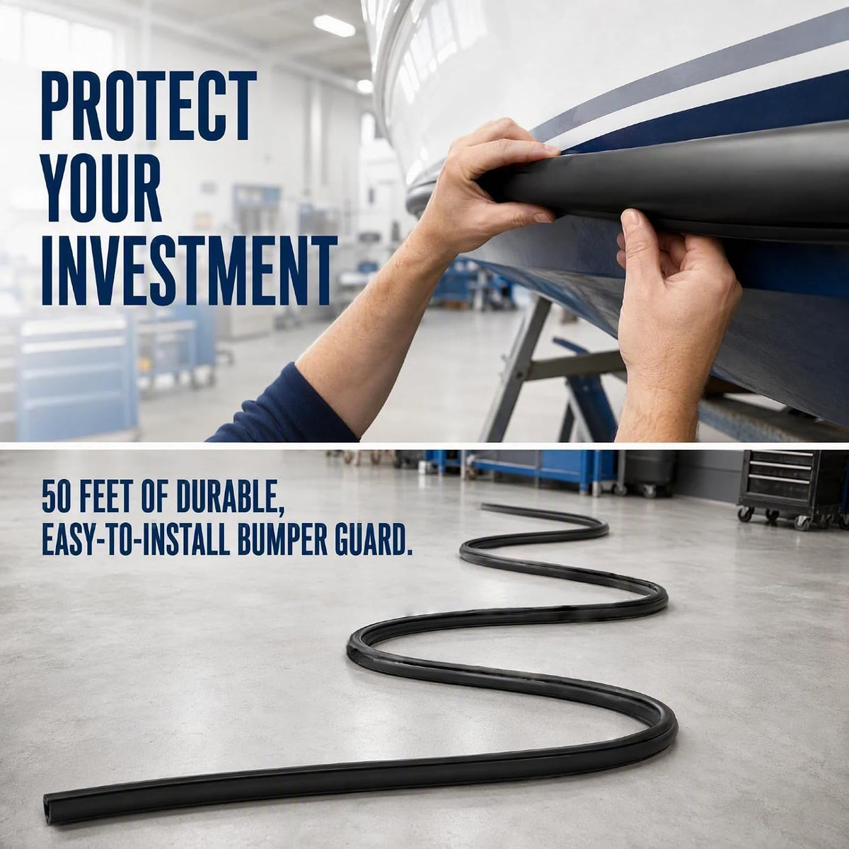 50 ft Boat Rub Rail Insert, 1-3/16" Black Marine PVC Bumper for Boats Kayaks
