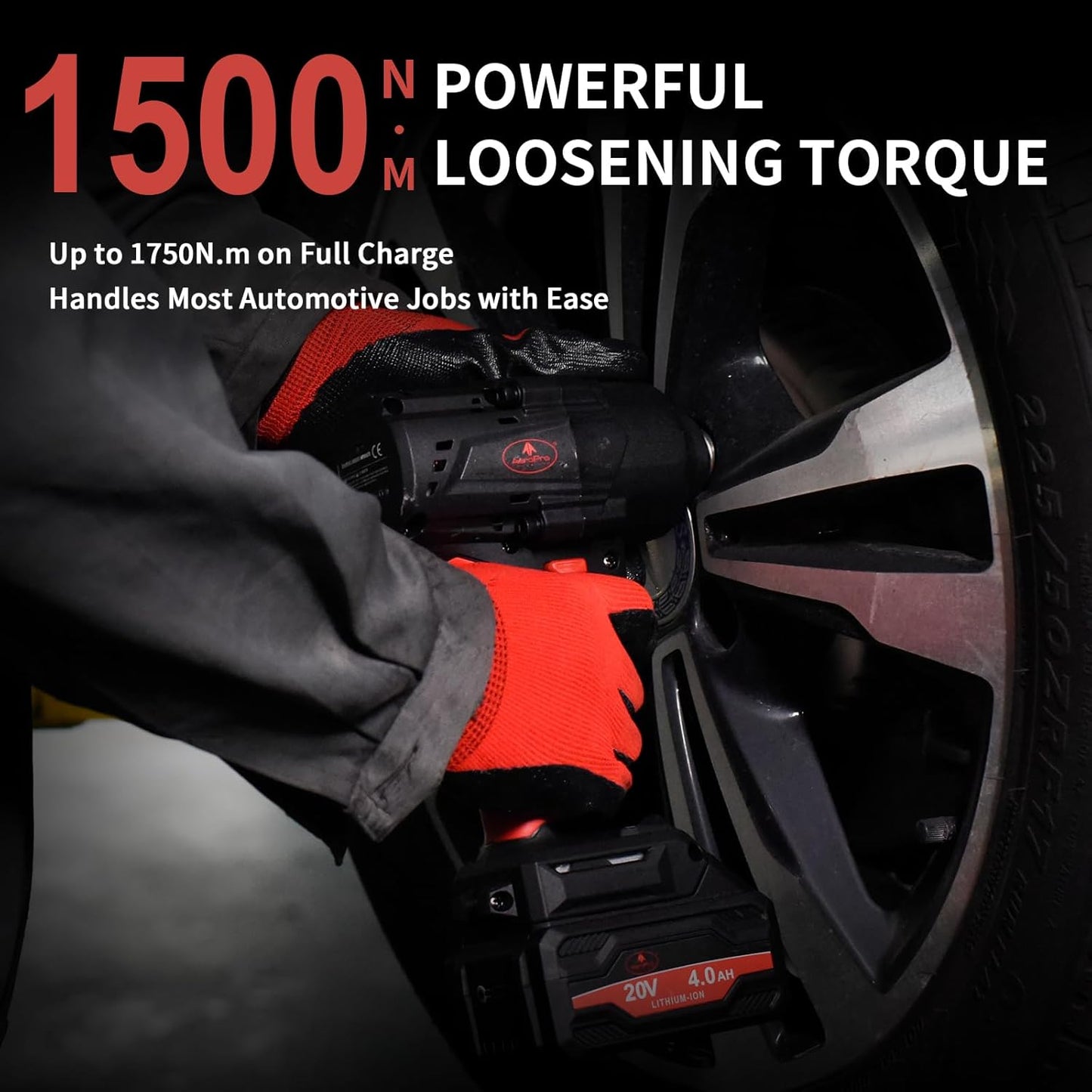 Cordless Impact Wrench, 1100Ft-lbs (1500N.m) High Torque 1/2 Brushless Impact Gun