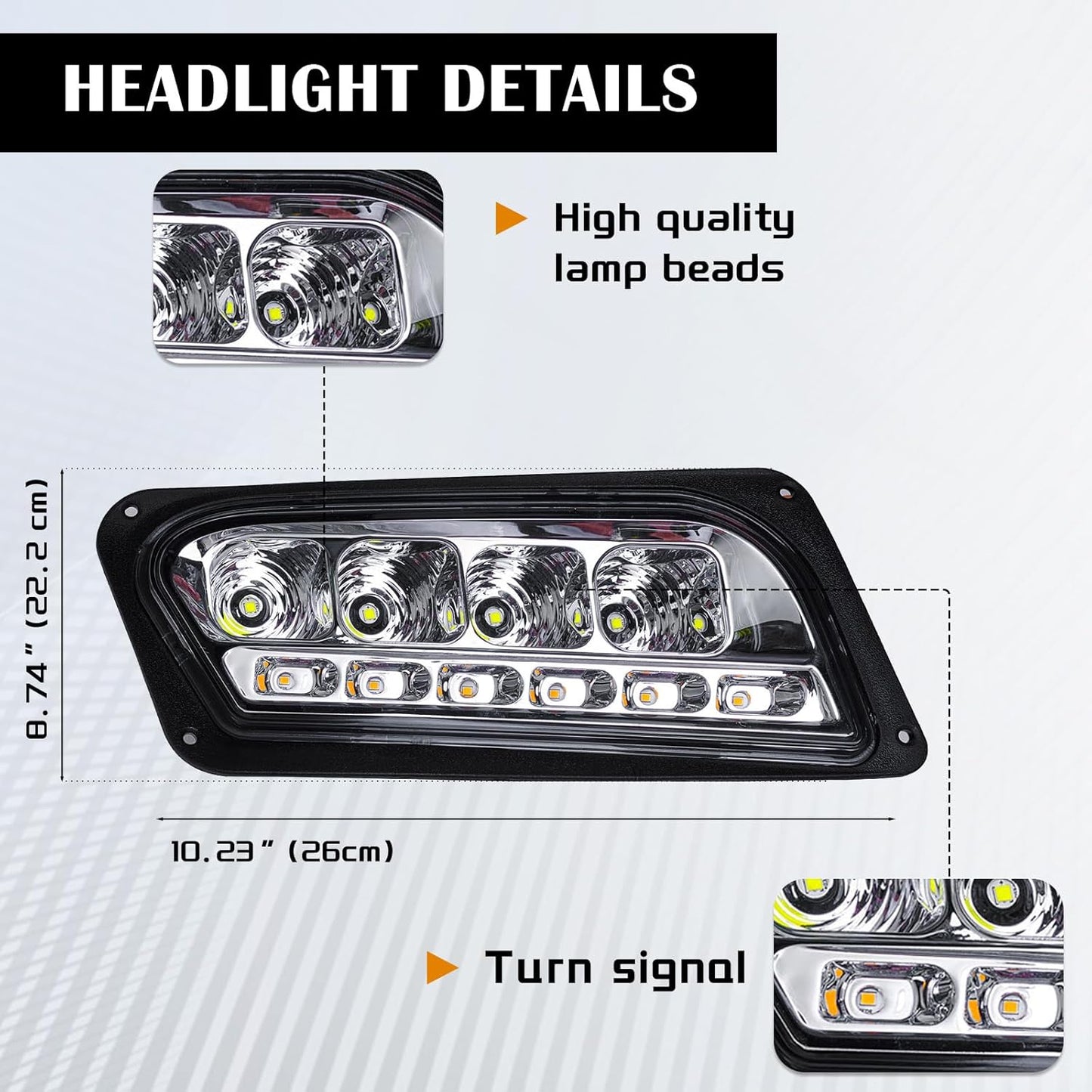 Club Car Tempo LED Street Legal Light Kit 48V, LED High Low Beam Headlight (OEM Style), taillight, Upgraded Wiring Harness, Deluxe Turn Signal Switch, Steering Wheel Cover, Brake pad Switch