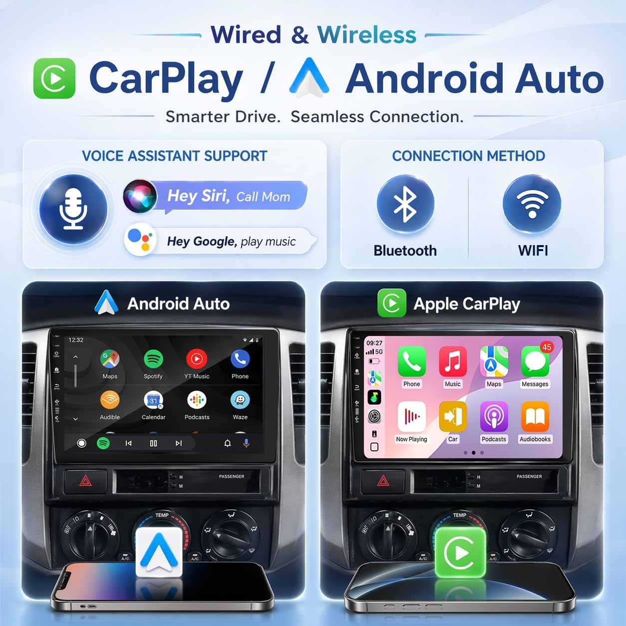 5G-WiFi6 (4Core 64G ROM) Car Radio Stereo for Toyota Tacoma 2005-2015,9 inch Touch Screen Head Unit with Wireless Carplay Android Auto GPS Bluetooth SWC FM Mirror Link Backup Camera (2Ram 64Rom)