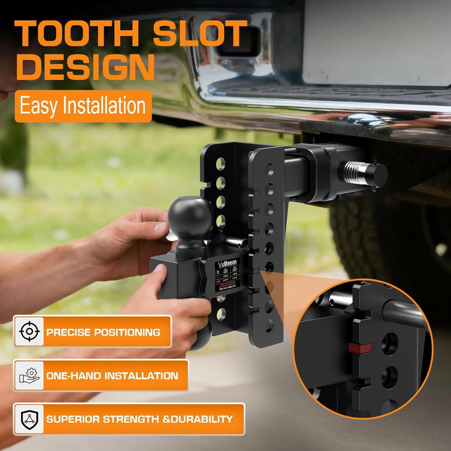 Adjustable Trailer Hitch, Drop Hitch for 2.5 Inch Receiver, Tow Hitch with 6 Inch Drop/Rise, 2" & 2-5/16" Ball Hitches for Trucks, 22,000 LBS GTW, Trailer Hitches with Anti-Theft Pin 2.5-6