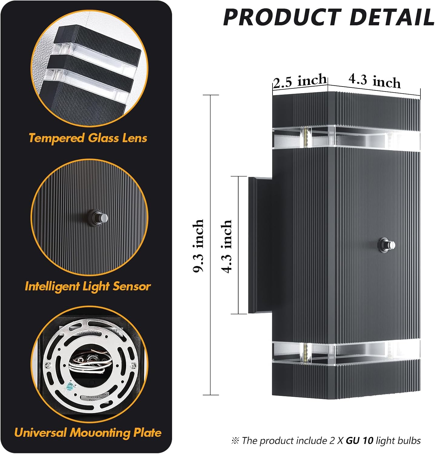 GEYANG Modern Exterior Wall Light: 14W 3000K Warm White Waterproof Dusk to Dawn Outdoor Lighting - Black Wall Lamp - Up and Down Lighting for Garage Yard Patio Entryway - 4 Pack dusk to dawn 4