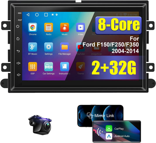 8 Core 2+32G Car Radio Stereo for Ford F150/F250/F350 2004-2014 with Wireless Carplay Android Auto 7 Inch HD Touchscreen Android 12 Car Radio Stereo