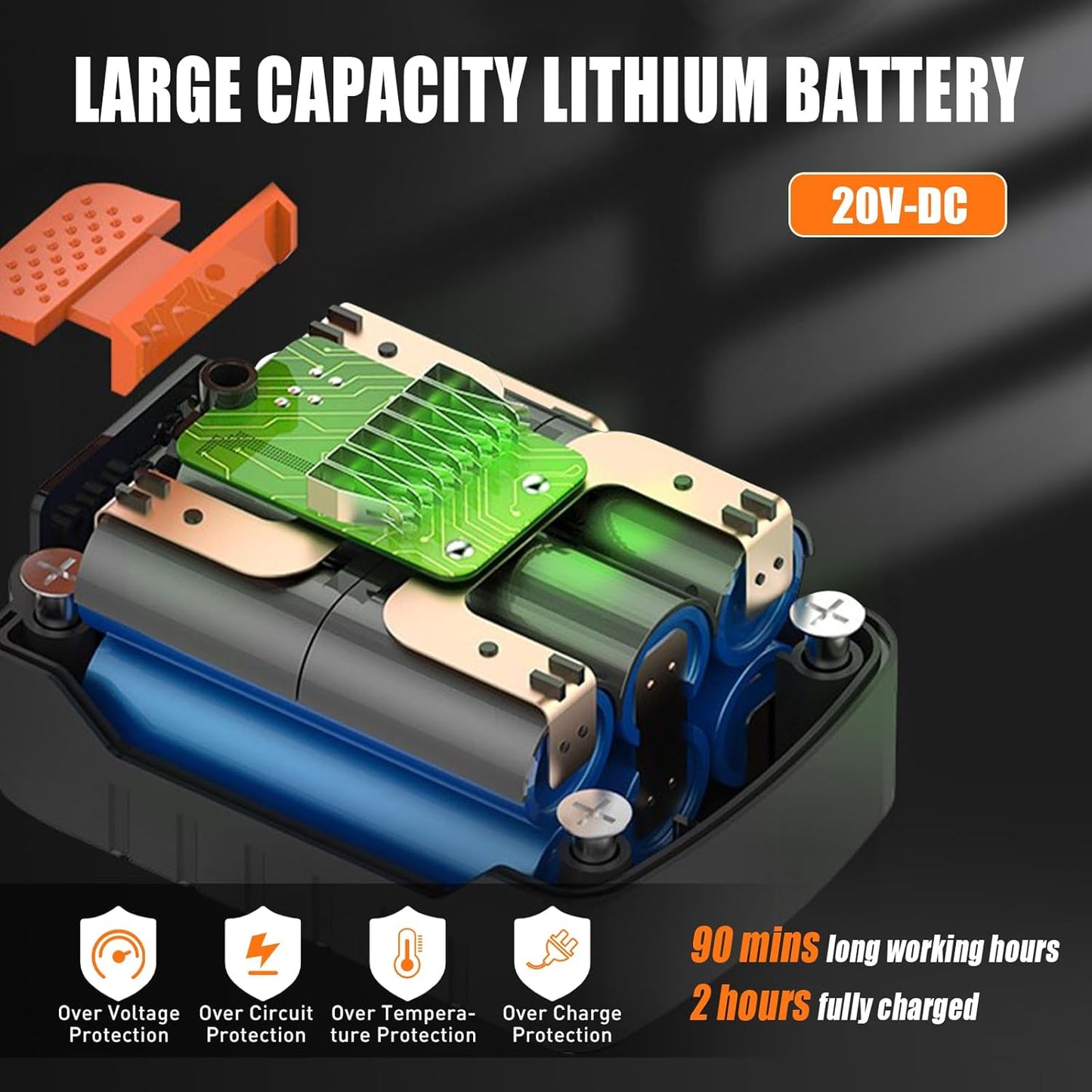 Single-Stage Vacuum Pump 3CFM 20V Lithium Battery DC Inverter 60 microns 1/4HP for Air Conditioner Refrigerant HVAC