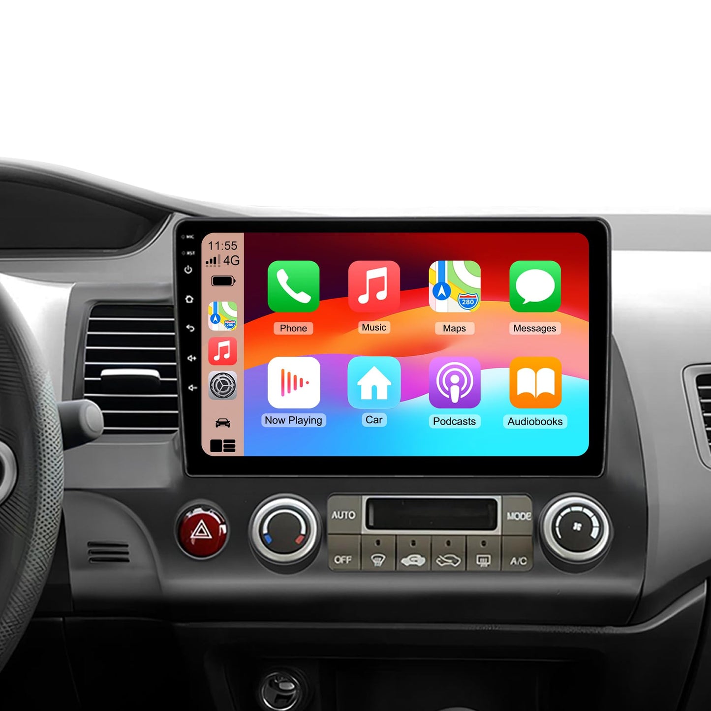 10" Radio for Honda Civic (2006–2011, 8th Gen), Android 15 Stereo, Wireless Apple CarPlay & Android Auto, Bluetooth 5.0, Built-in GPS + Wi-Fi, 2GB + 64GB, HD Touchscreen Head Unit with AM/FM/RDS