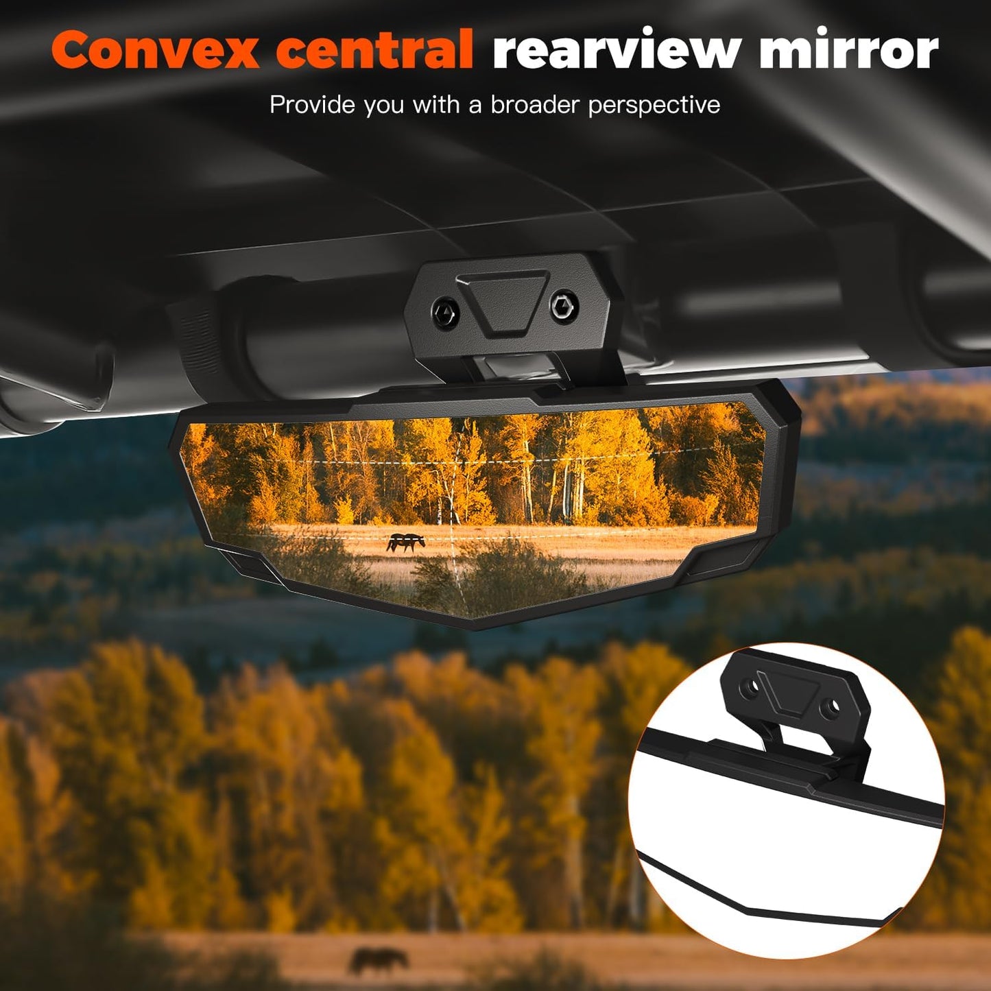 Folding Side Mirrors Adjustable Center Rearview Mirror Kit for Polaris RZR XP 1000 Sport/Ultimate/Premium 2024 2025 2026 Accessories