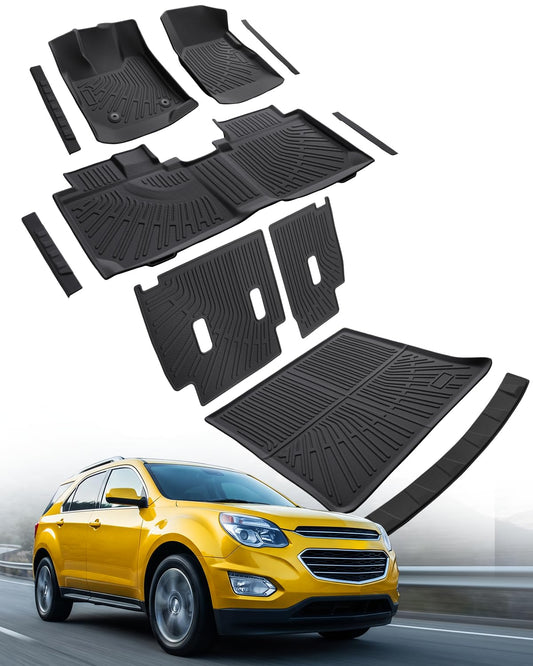 All Weather Car Floor Mats for Chevy Equinox & for GMC Terrain 2012-2017, TPE Carpets Cargo Liner Backrest Protectors for Chevrolet Equinox 2016 2015 2014 2013 Interior Trunk Accessories 11 PCS