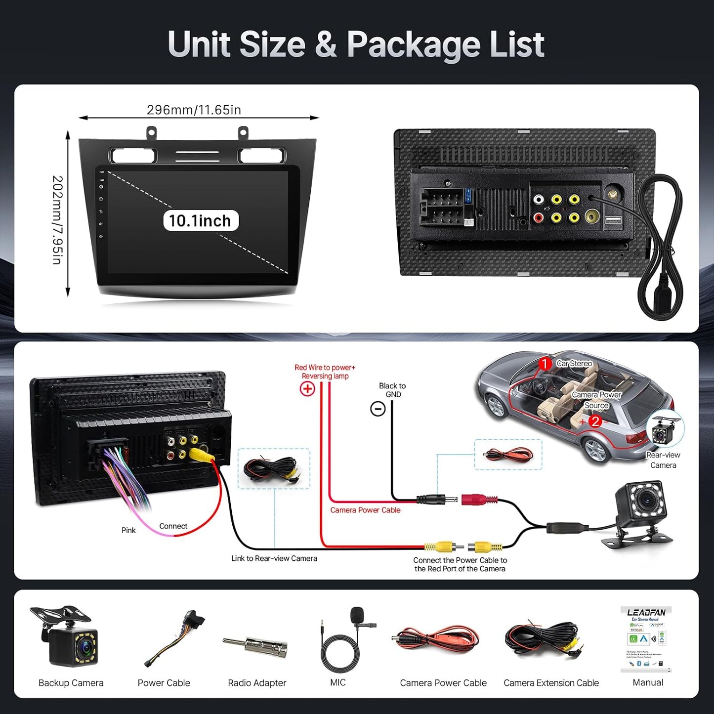 Leadfan Linux Car Radio Stereo for Ford Transit Connect 2010 2011 2012 2013 | Wireless Carplay Android Auto, Fast Boot 10.1" Touchscreen Head Unit for Transit Radio Upgrade Bluetooth FM SWC+Backup Camera Model B：No Memory Linux Radio