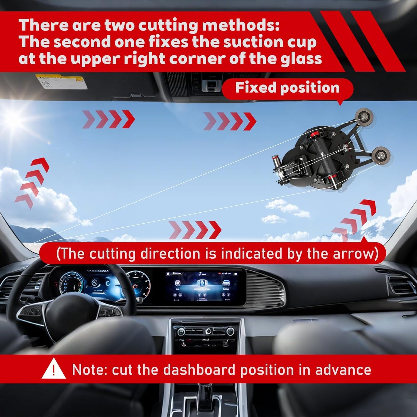 Auto Windshield Removal Tool Kit,Heavy Duty 8Inch Suction Cup (770-lb) with Self Locking Dual Cutting System & 1.2mm Reinforced Cutting Wire for The Quick and Safe Removal of Car Windshields