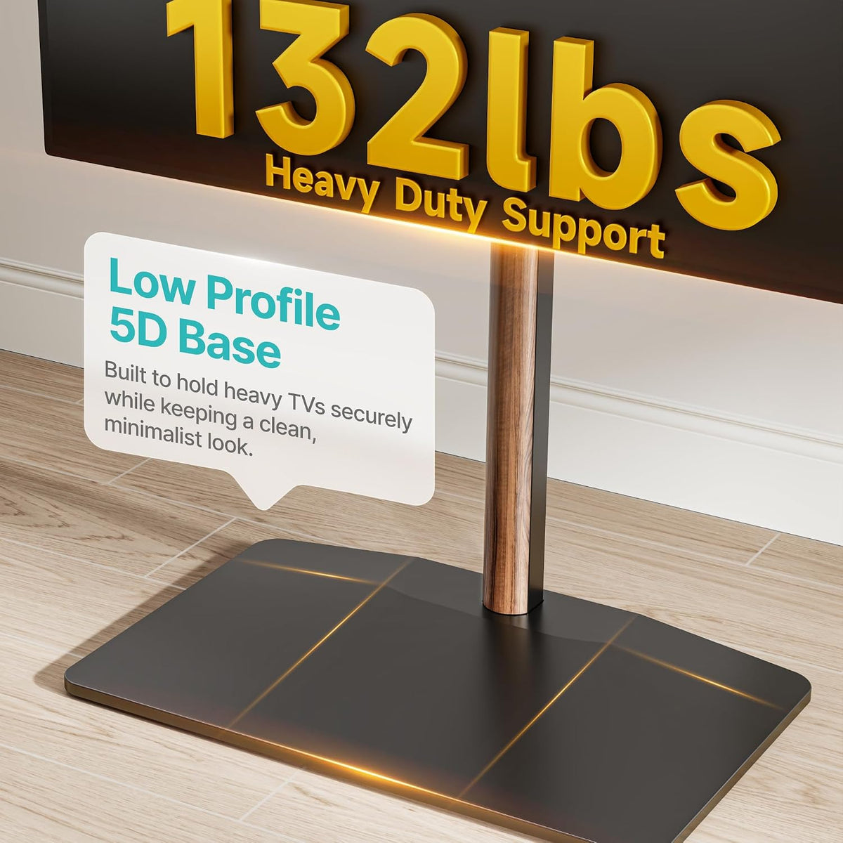 Pegzone Universal Swivel TV Floor Stand for 32-85 Inch Screen, Black Walnut